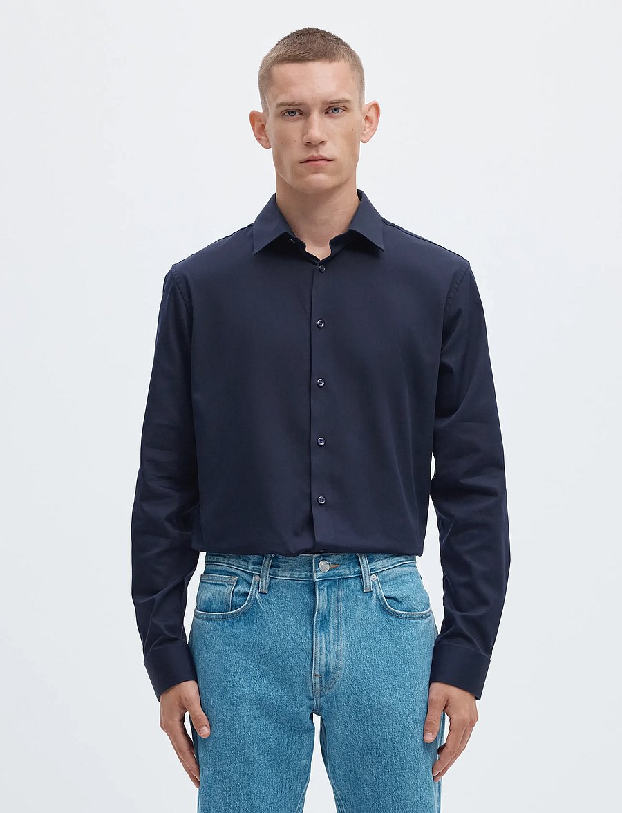 Selected - SLMFILIP-PERFORMANCE SLIM LS SHIRT NOOS - formal shirts - sky captain - 0