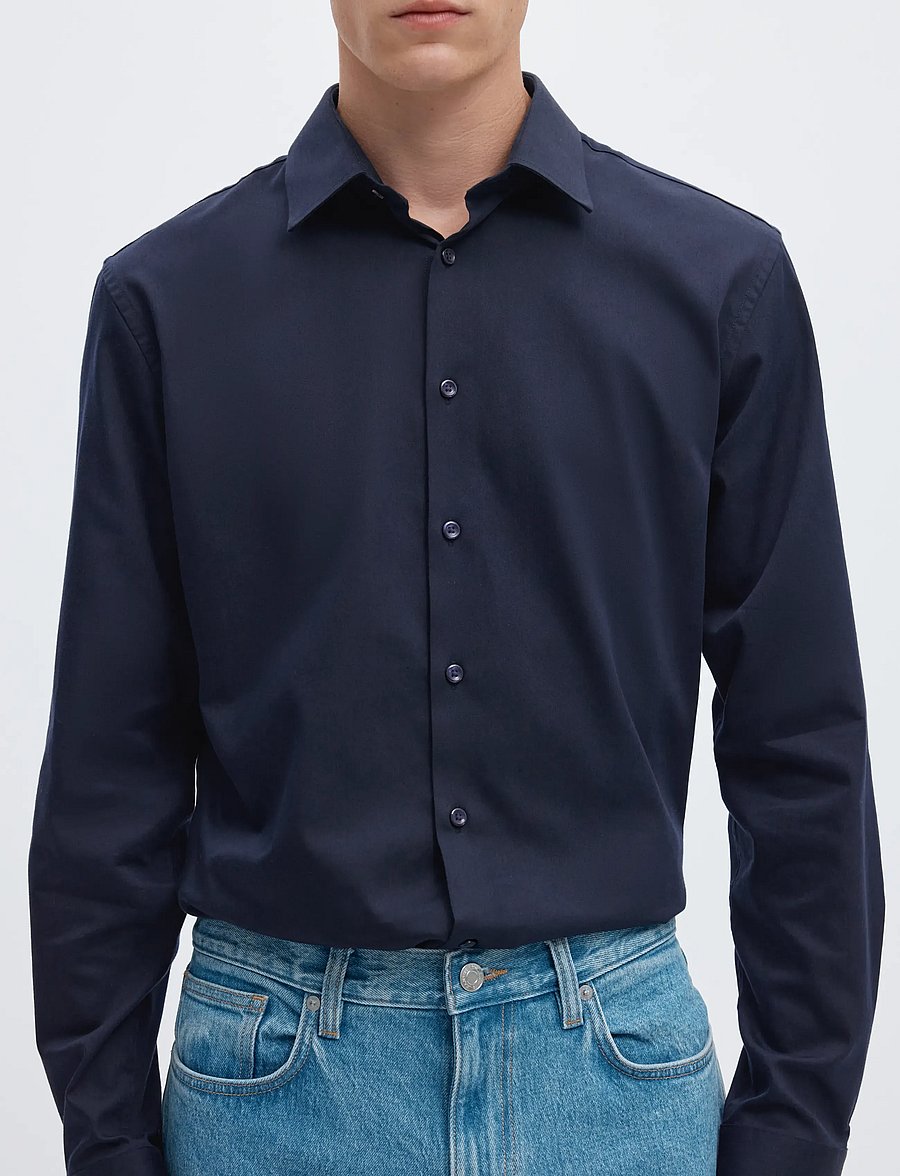 Selected - SLMFILIP-PERFORMANCE SLIM LS SHIRT NOOS - formal shirts - sky captain - 4