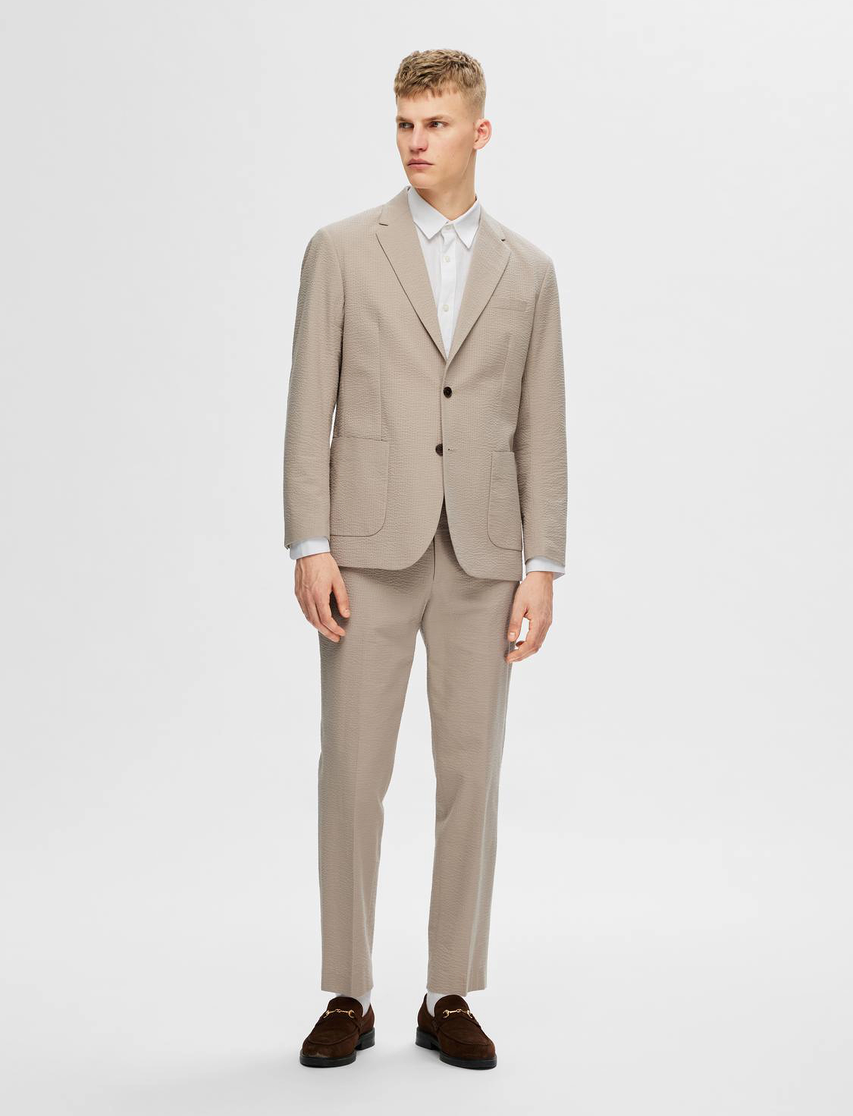 Selected - SLHREG-SMITH SEERSUCKER TRS - pure cashmere - 4