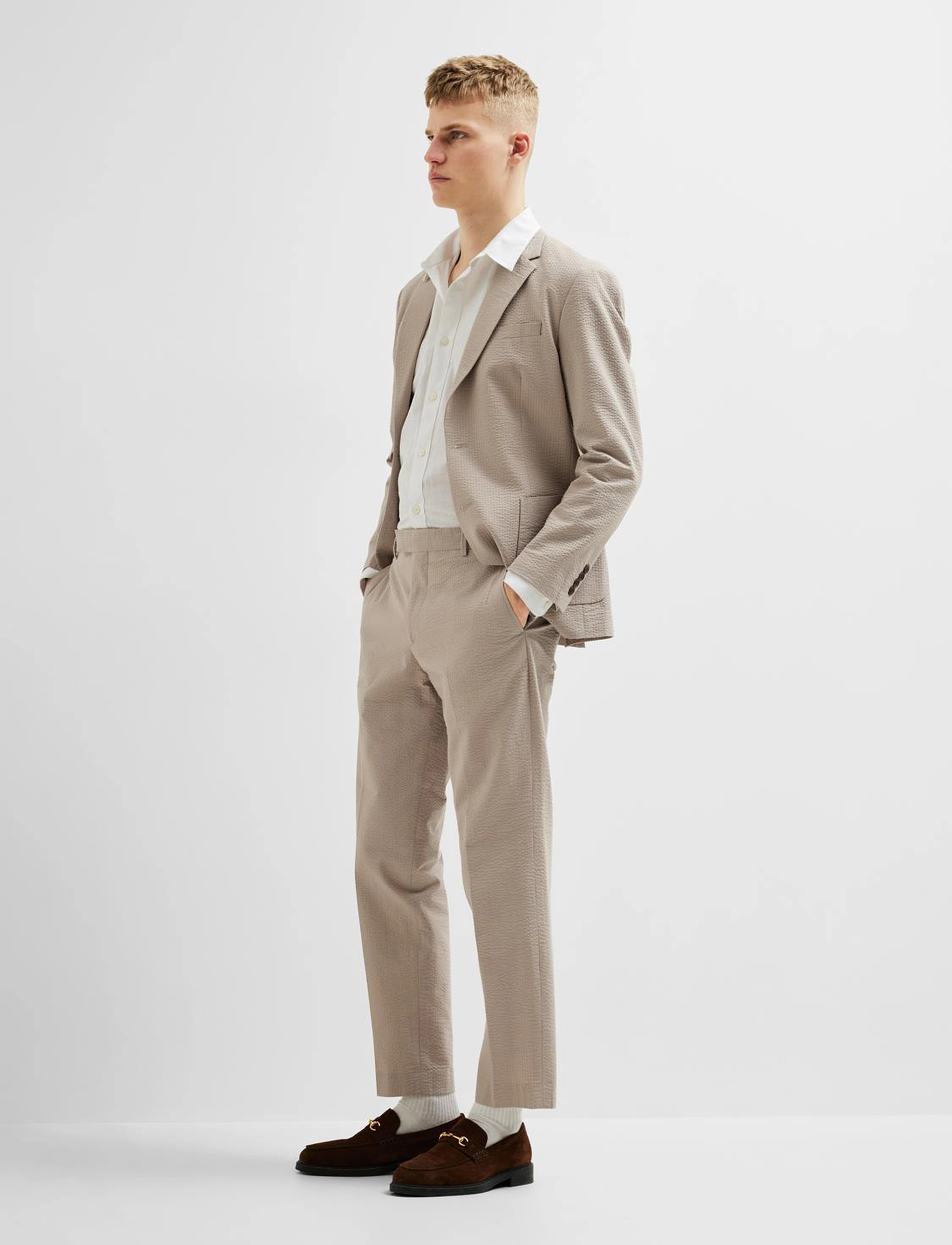 Selected - SLHREG-SMITH SEERSUCKER TRS - pure cashmere - 5