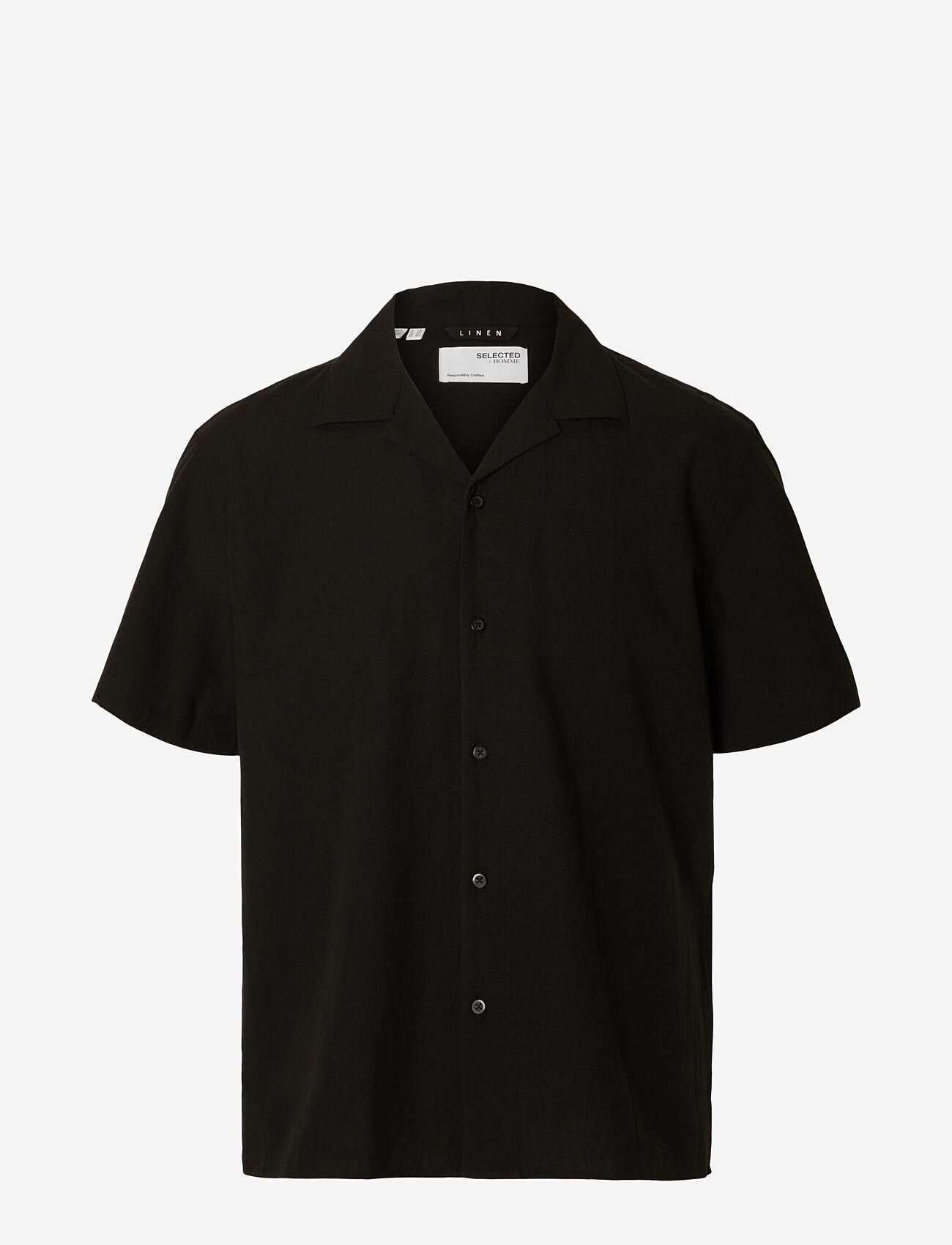 Selected - SLHRELAXSUN SHIRT SS RESORT - linneskjortor - black - 1