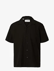 Selected Homme - SLHRELAXNEW-LINEN SHIRT SS RESORT - kortärmade skjortor - black - 0