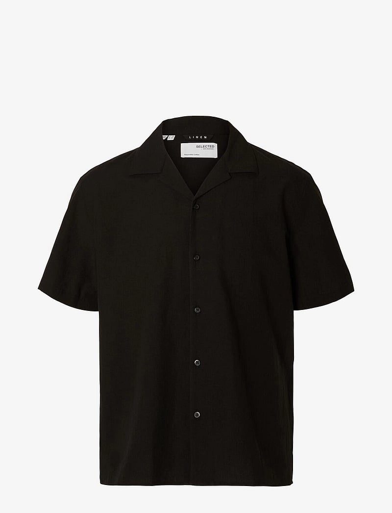 Selected - SLHRELAXSUN SHIRT SS RESORT - linneskjortor - black - 1