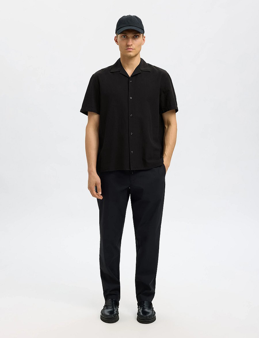 Selected - SLHRELAXSUN SHIRT SS RESORT - chemises de lin - black - 5