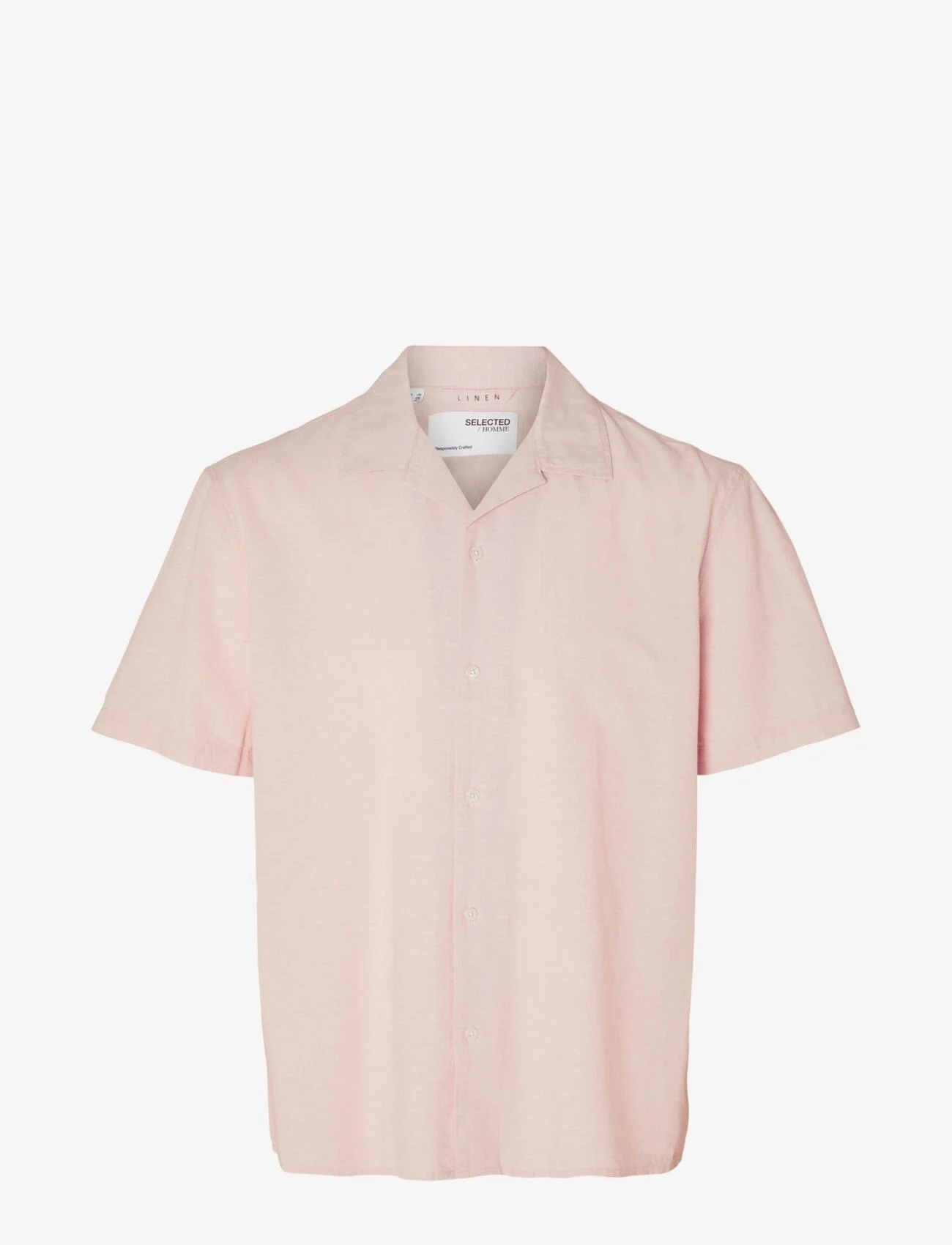 Selected Homme - SLHRELAXNEW-LINEN SHIRT SS RESORT - kortärmade skjortor - cameo rose - 0