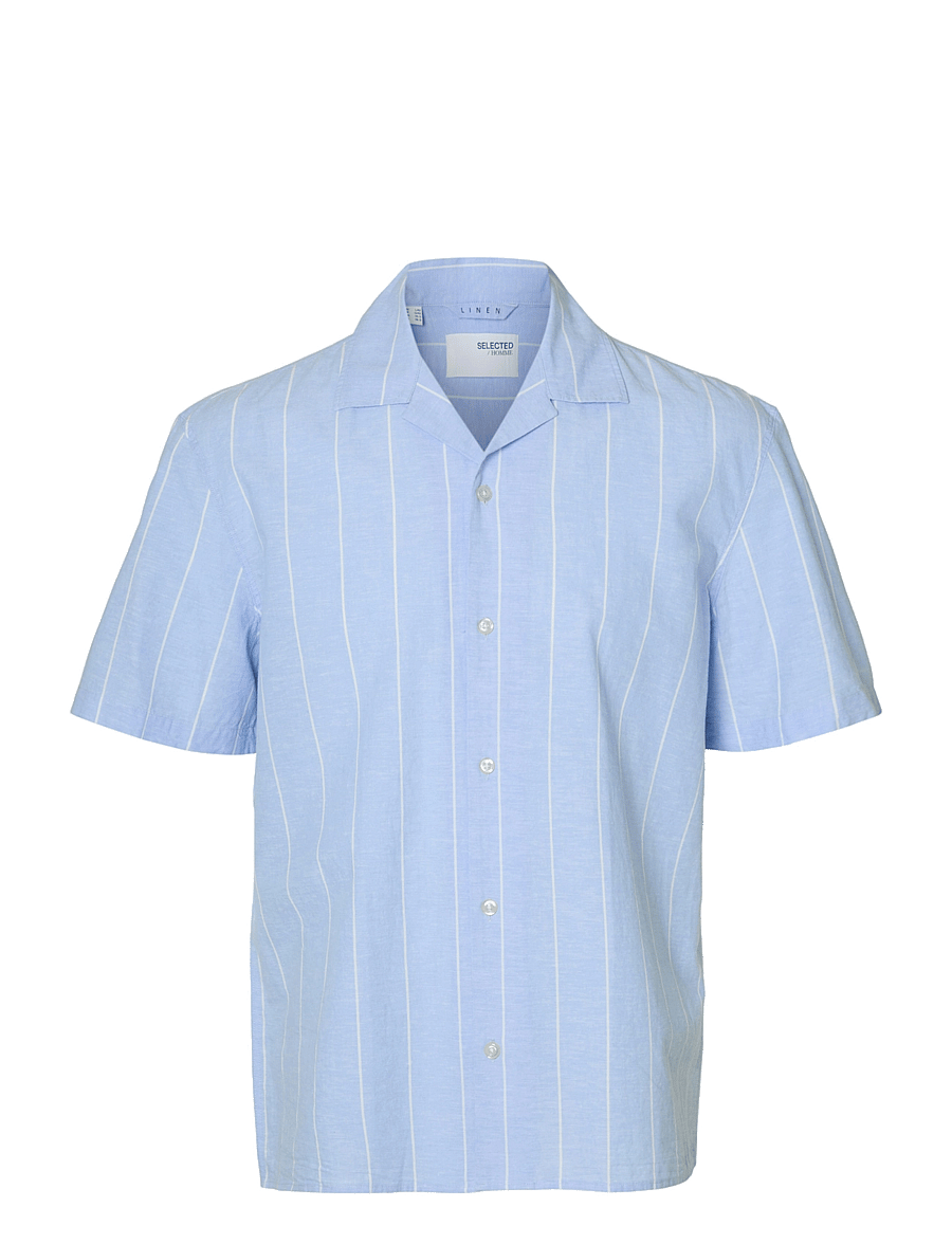 Selected - SLHRELAXSUN SHIRT SS RESORT - hørskjorter - cashmere blue - 1