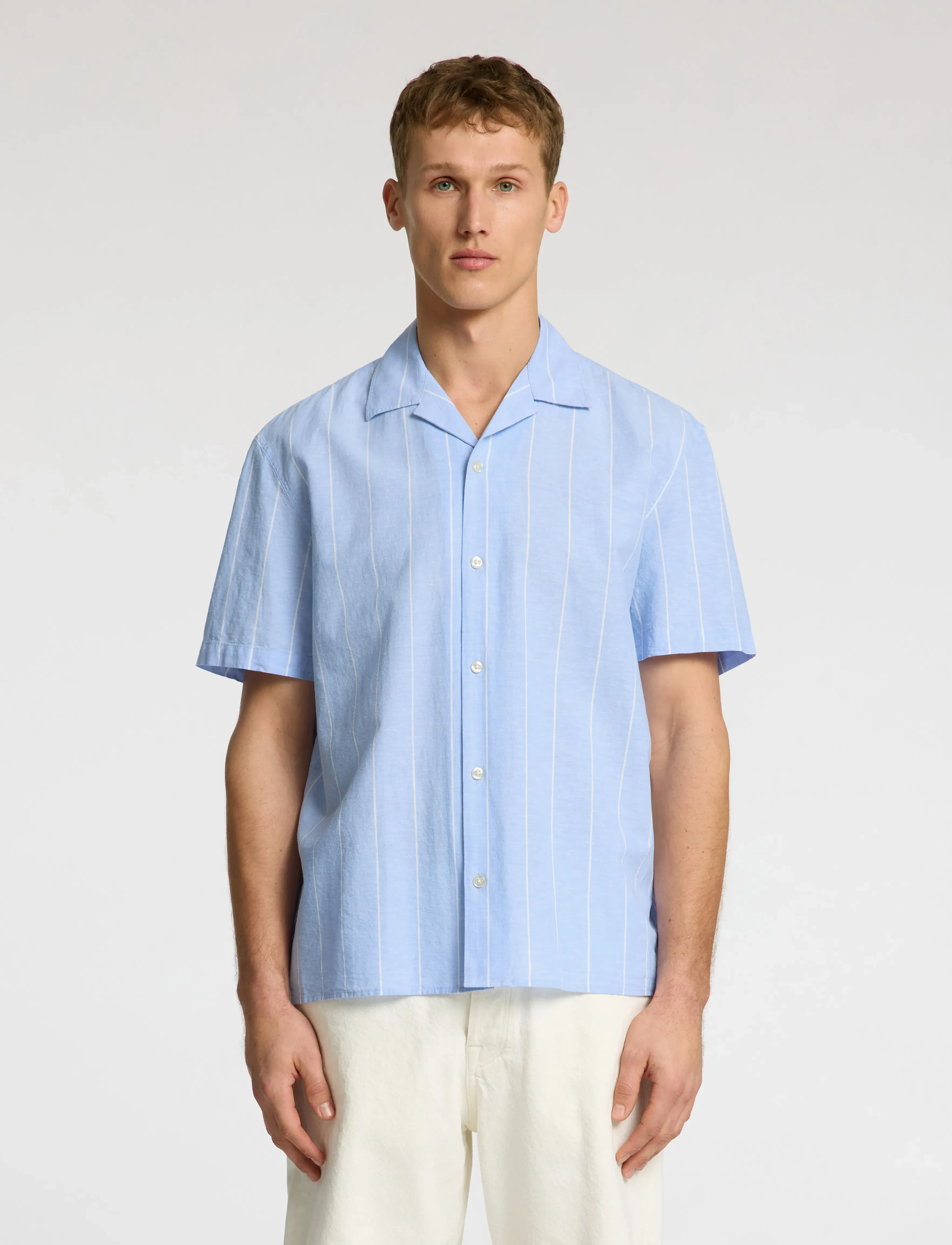 Selected Slhrelaxsun Shirt Ss Resort, XL, Shirts, Blau - Short-sleeved, Männerswear
