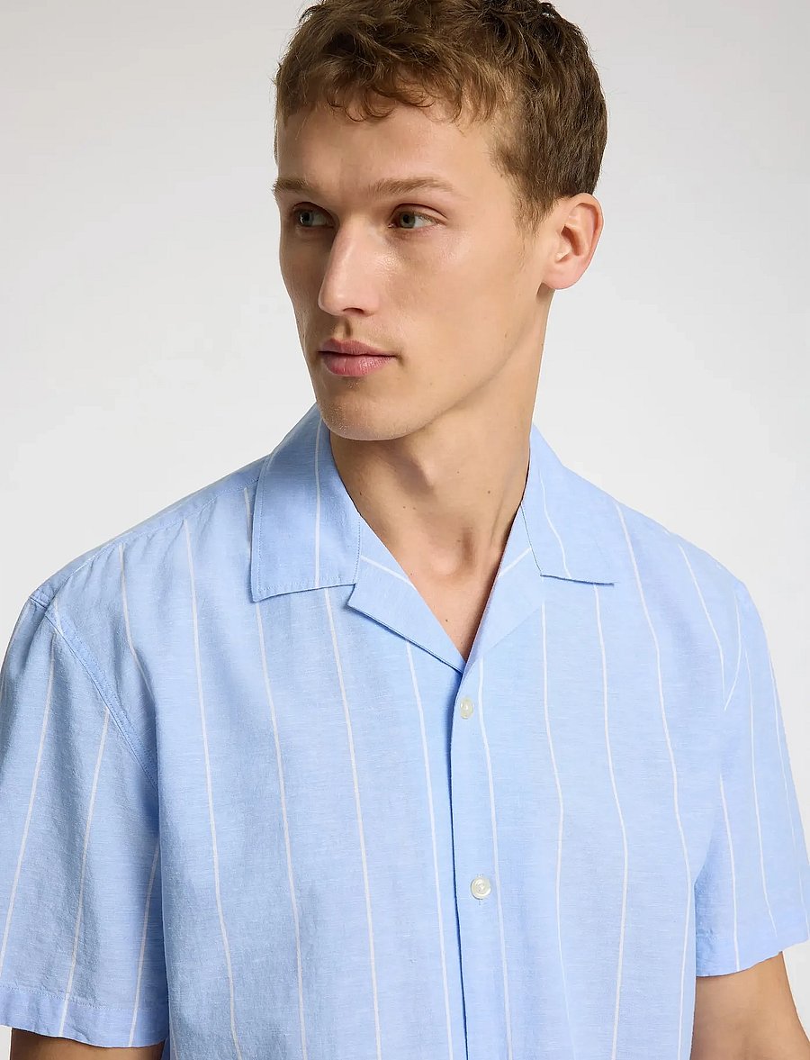 Selected - SLHRELAXSUN SHIRT SS RESORT - hørskjorter - cashmere blue - 4