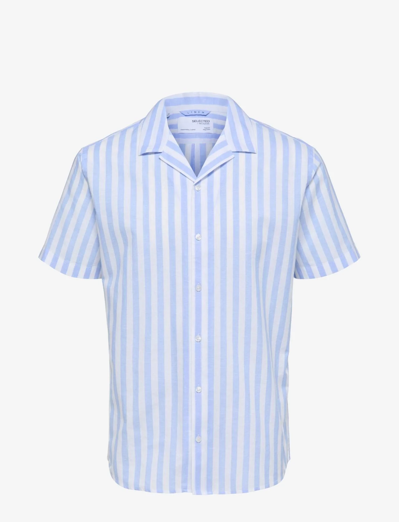 Selected Homme - SLHRELAXNEW-LINEN SHIRT SS RESORT - kortärmade skjortor - cashmere blue - 0