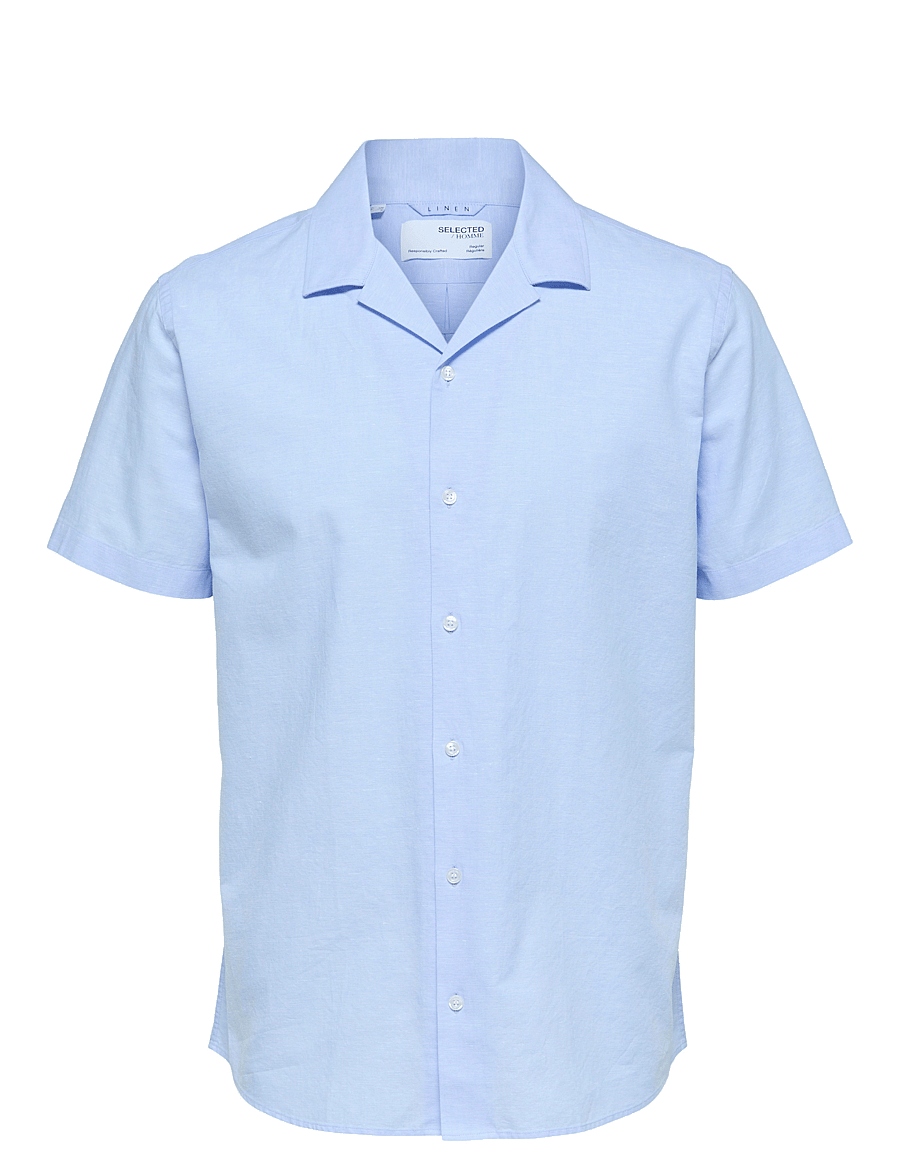 Selected - SLHRELAXSUN SHIRT SS RESORT - linneskjortor - cashmere blue - 1