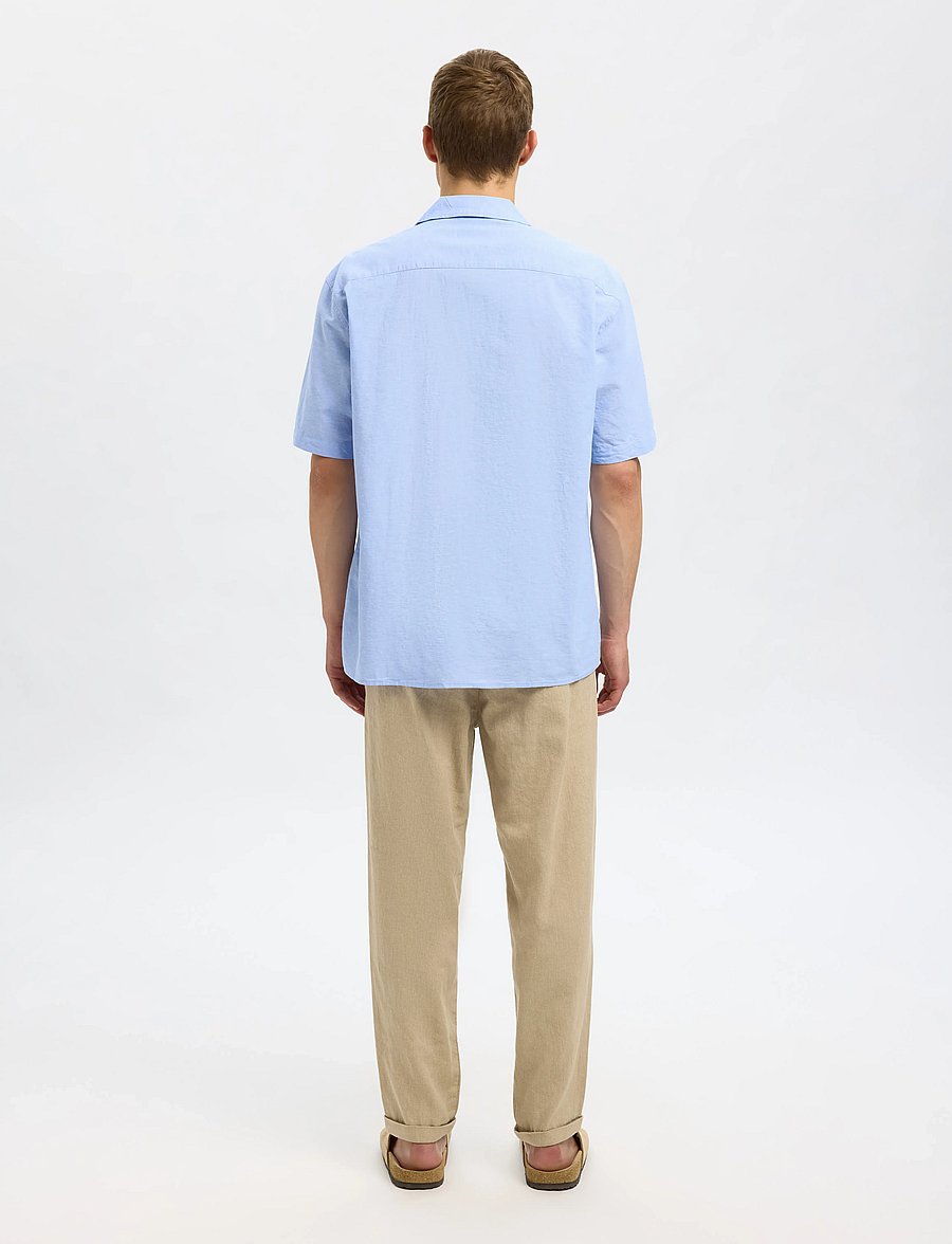 Selected - SLHRELAXSUN SHIRT SS RESORT - linneskjortor - cashmere blue - 2