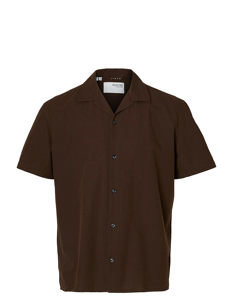 Selected - SLHRELAXSUN SHIRT SS RESORT - hørskjorter - coffee bean - 1