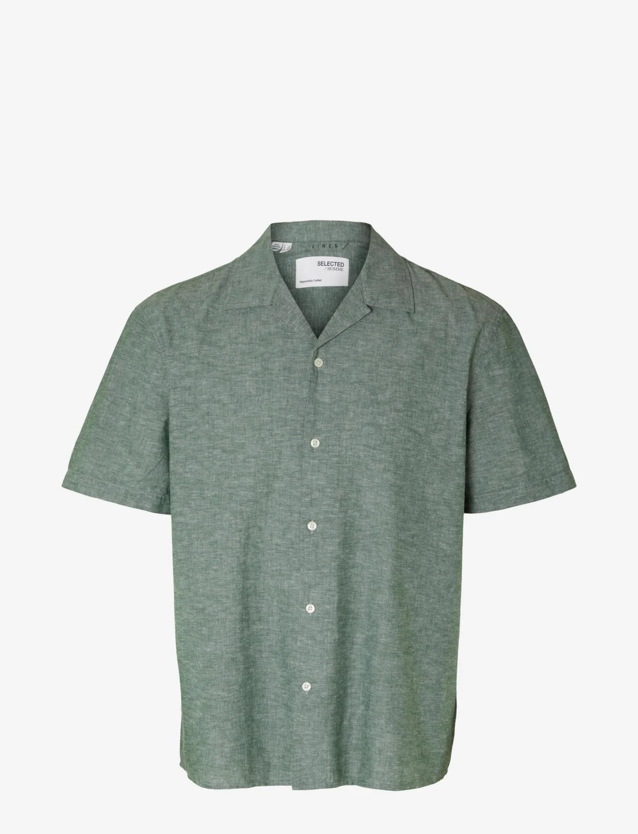 Selected Homme - SLHRELAXNEW-LINEN SHIRT SS RESORT - kortärmade skjortor - eden - 0