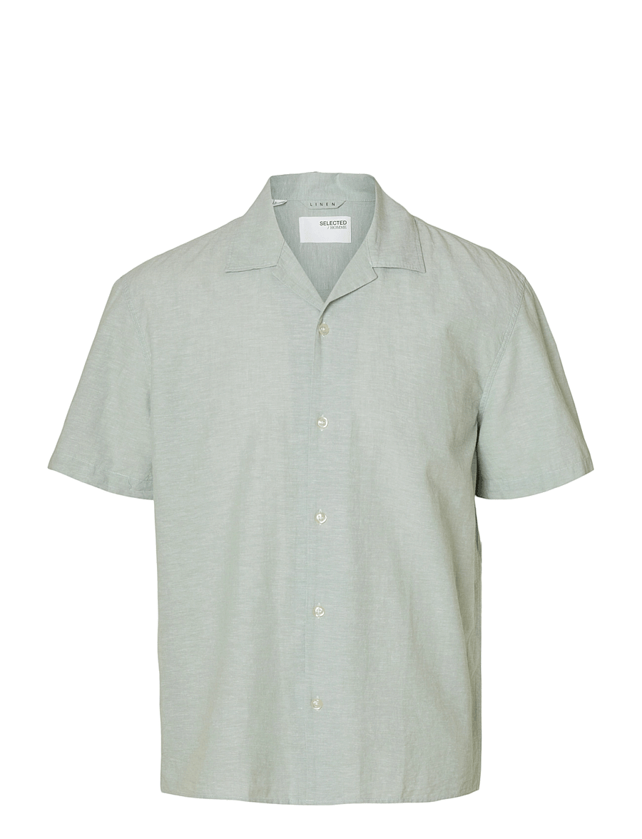 Selected - SLHRELAXSUN SHIRT SS RESORT - hørskjorter - iceberg green - 1