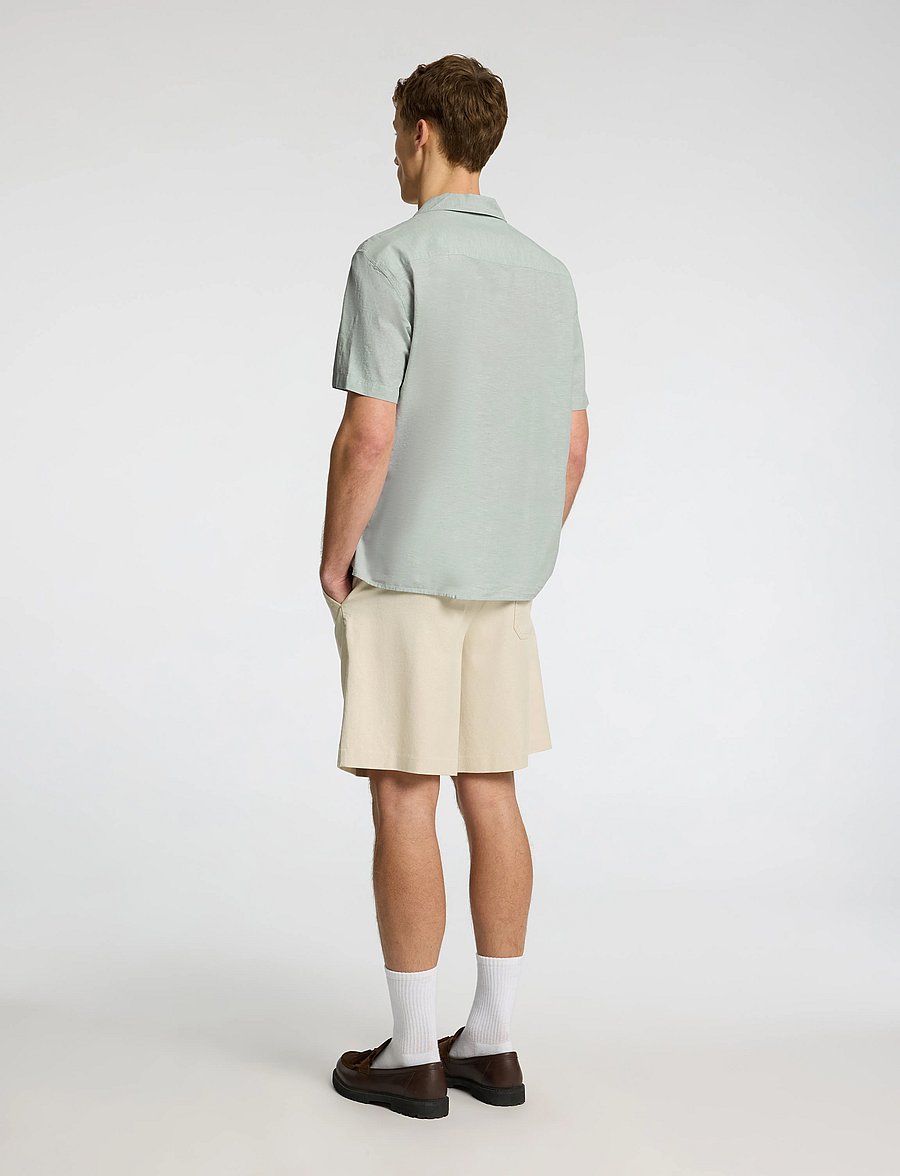Selected - SLHRELAXSUN SHIRT SS RESORT - hørskjorter - iceberg green - 2