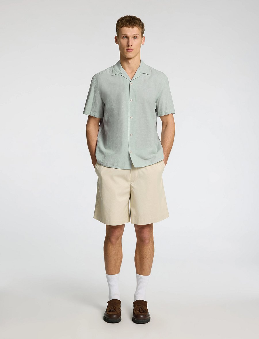 Selected - SLHRELAXSUN SHIRT SS RESORT - hørskjorter - iceberg green - 3
