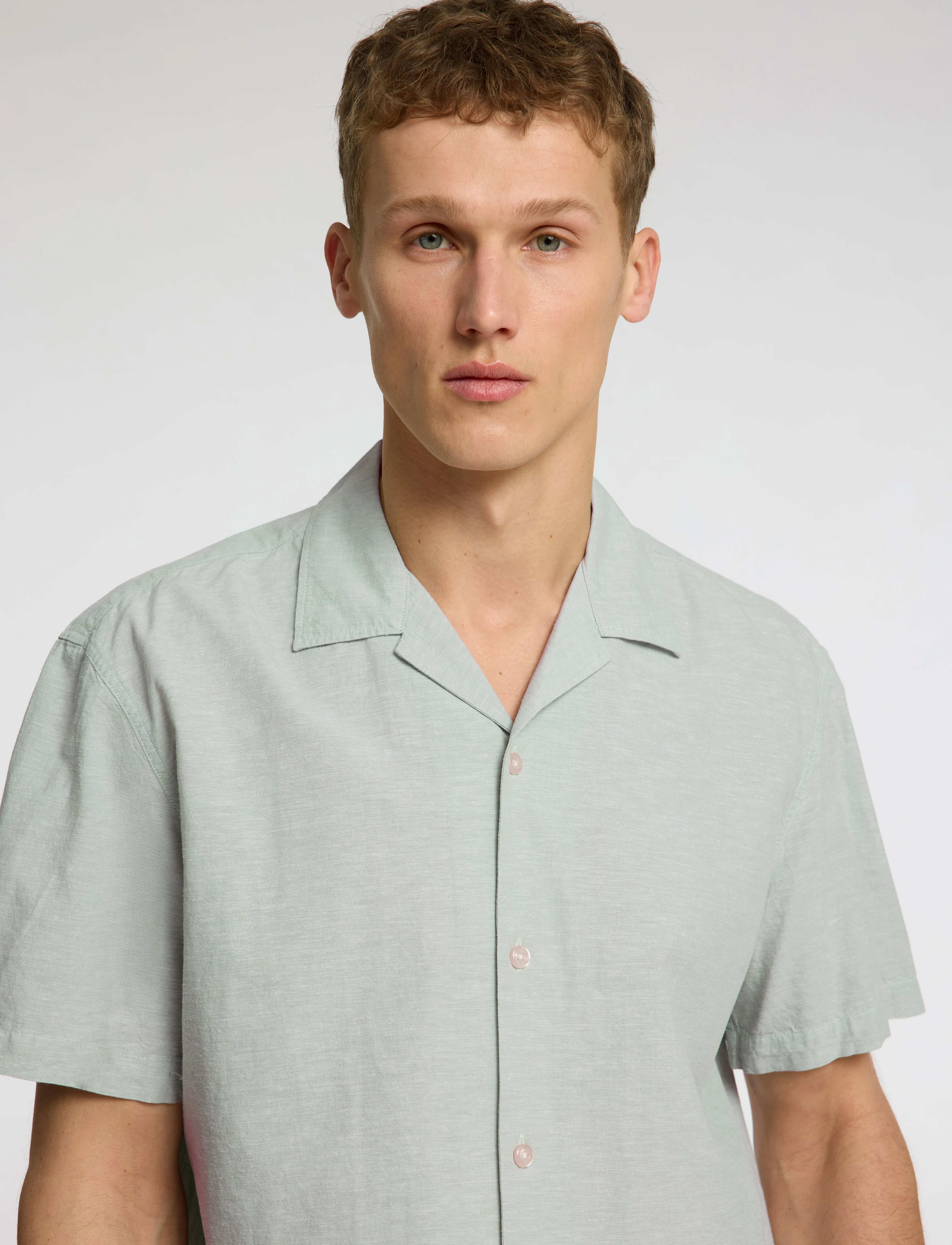 Selected - SLHRELAXSUN SHIRT SS RESORT - hørskjorter - iceberg green - 4