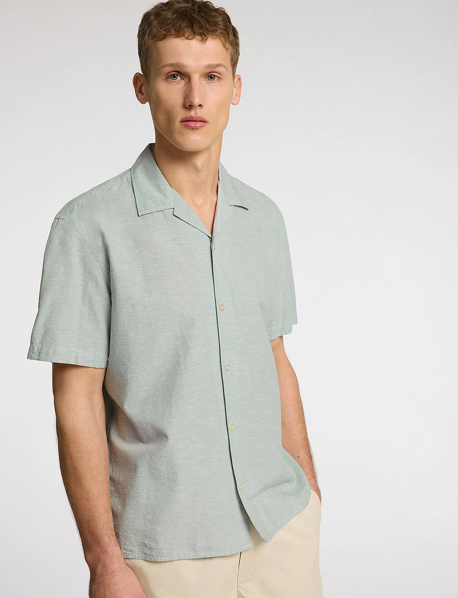 Selected - SLHRELAXSUN SHIRT SS RESORT - hørskjorter - iceberg green - 5