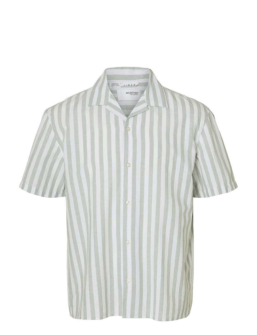 Selected - SLHRELAXSUN SHIRT SS RESORT - hørskjorter - iceberg green - 1