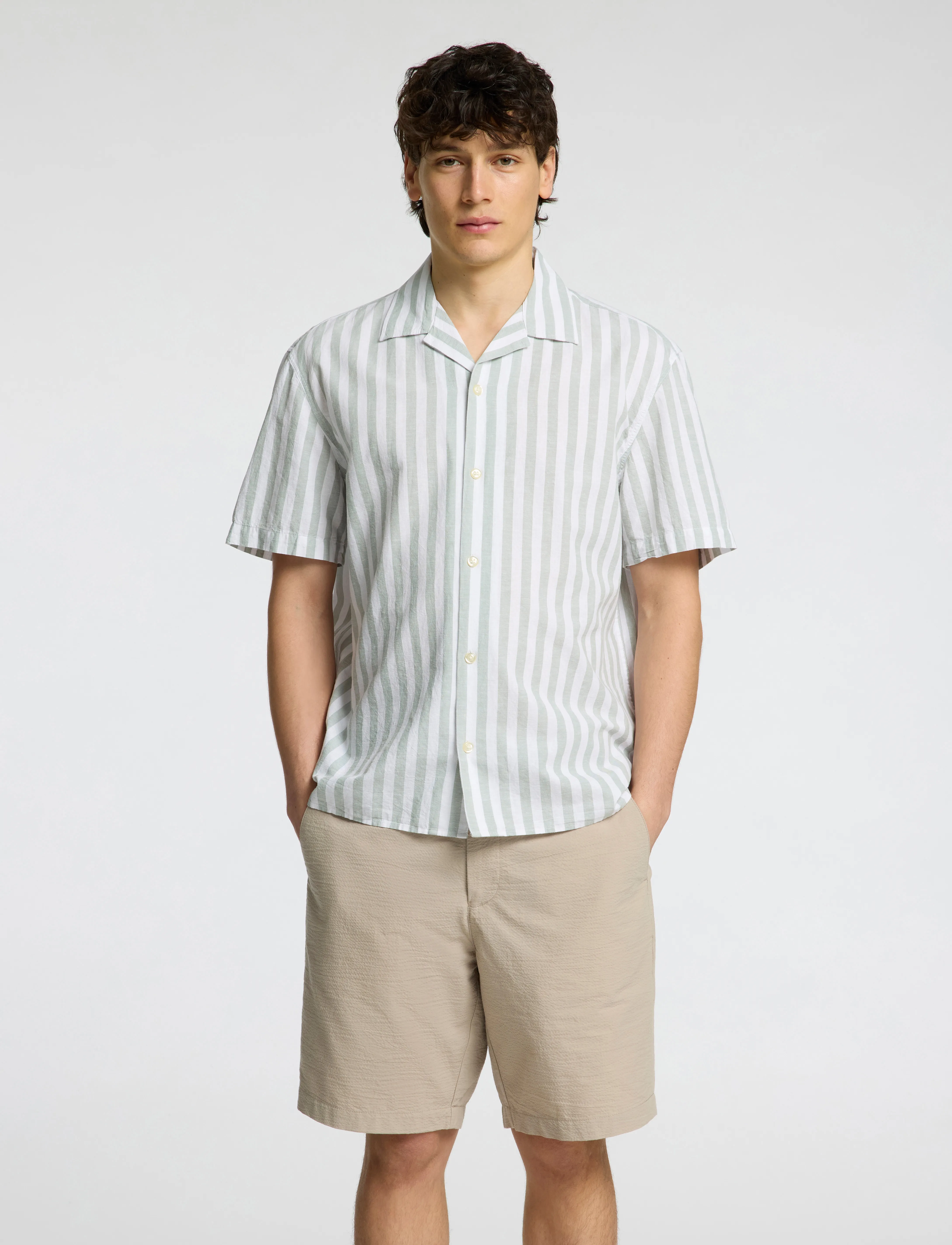Selected Slhrelaxsun Shirt Ss Resort, XL, Shirts, Grün - Short-sleeved, Männerswear