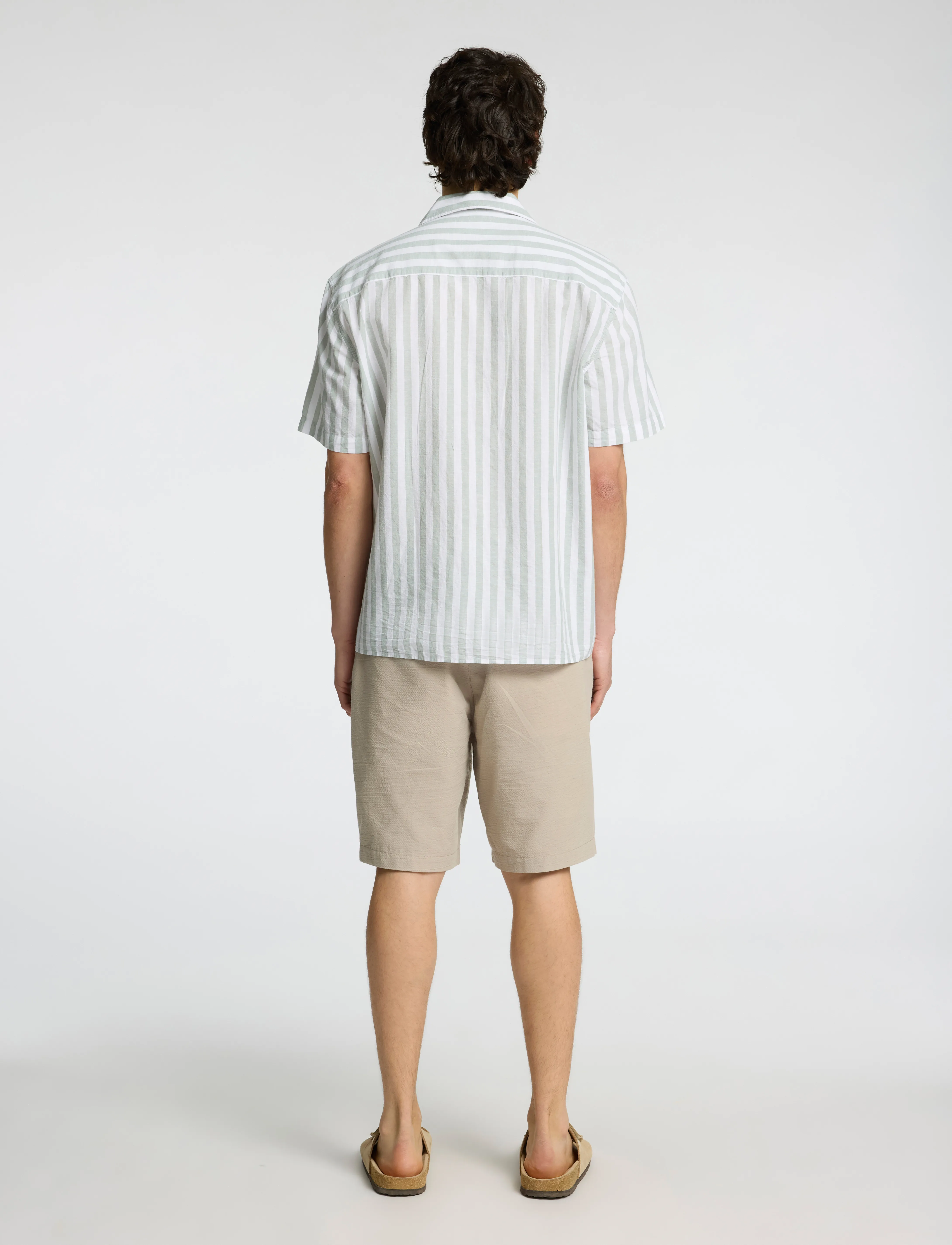 Selected - SLHRELAXSUN SHIRT SS RESORT - hørskjorter - iceberg green - 2
