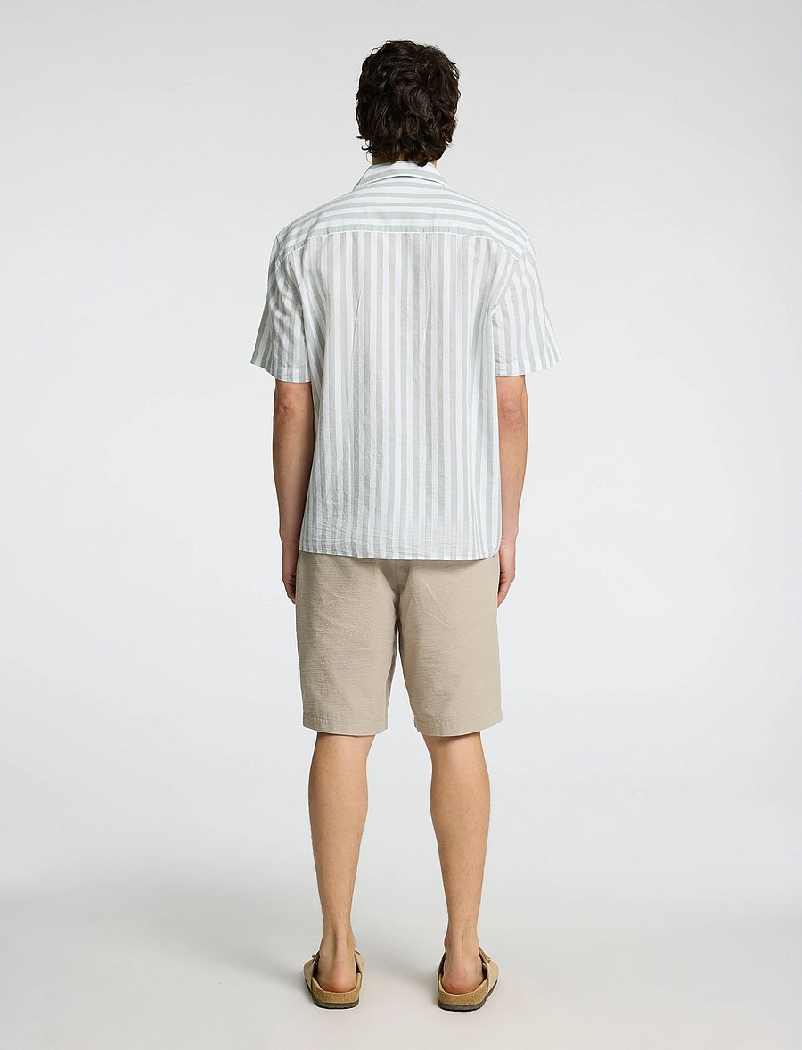 Selected - SLHRELAXSUN SHIRT SS RESORT - hørskjorter - iceberg green - 2