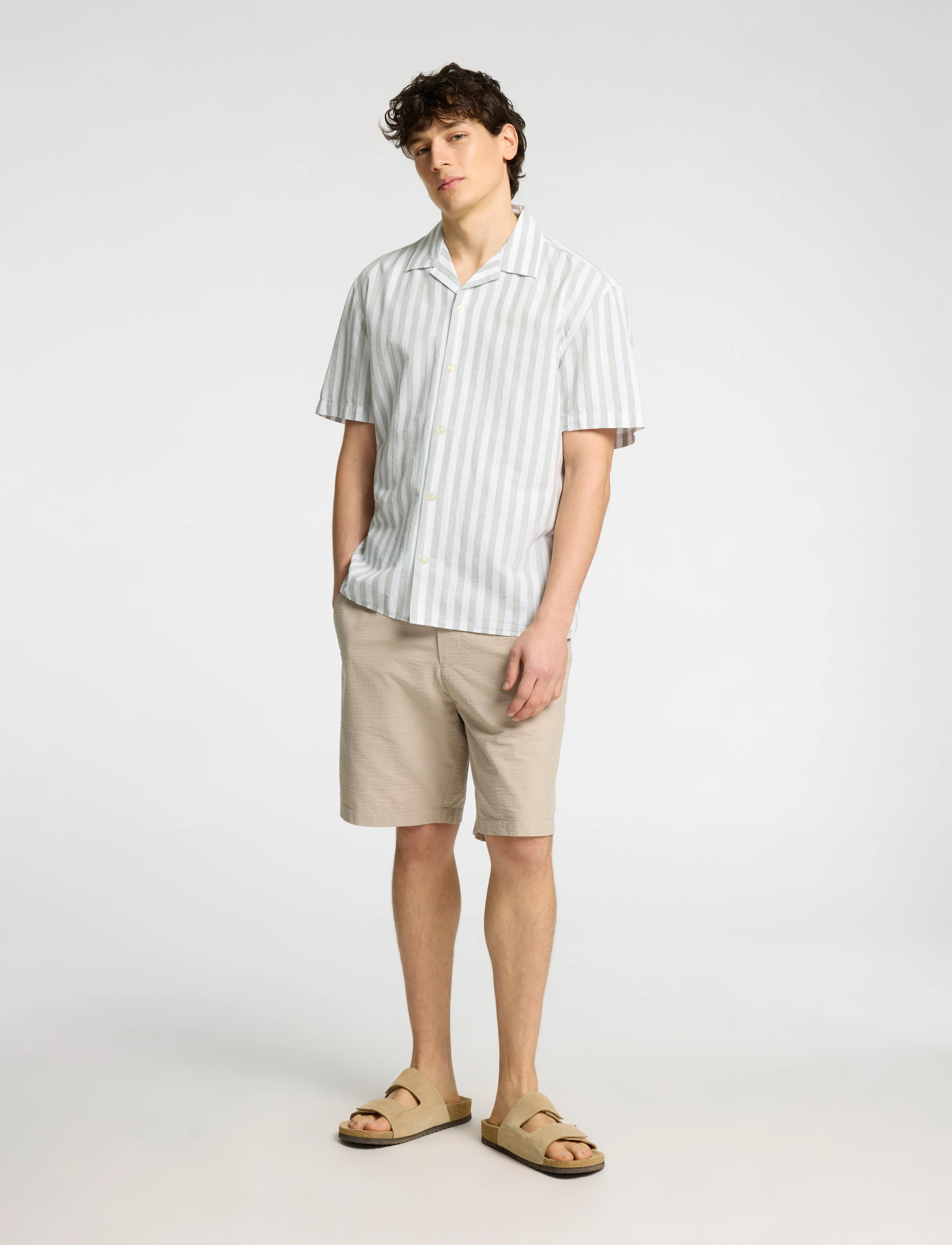 Selected - SLHRELAXSUN SHIRT SS RESORT - hørskjorter - iceberg green - 4