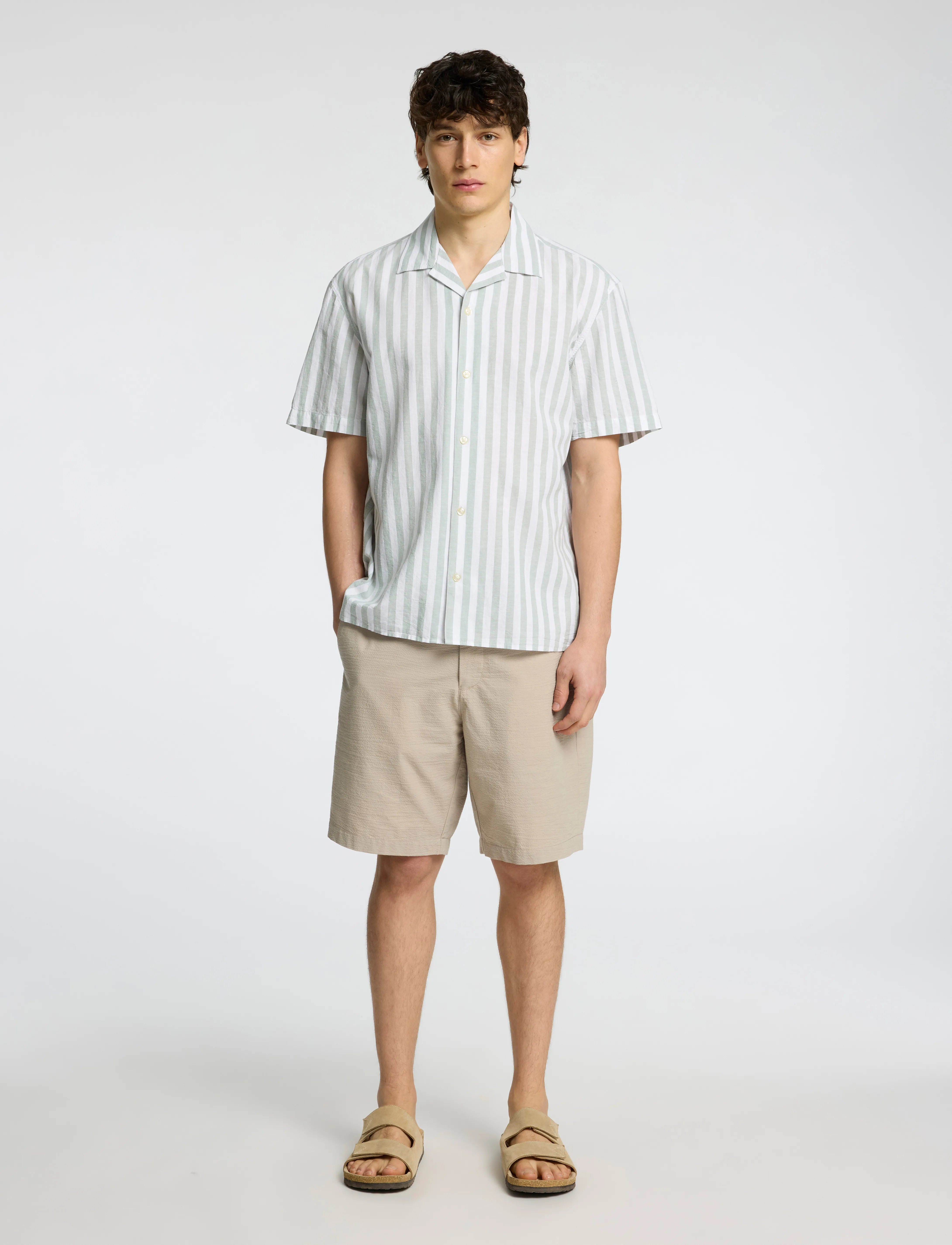 Selected - SLHRELAXSUN SHIRT SS RESORT - hørskjorter - iceberg green - 5