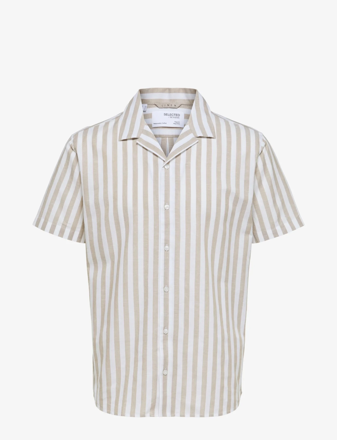 Selected Homme - SLHRELAXNEW-LINEN SHIRT SS RESORT - short-sleeved shirts - kelp - 0