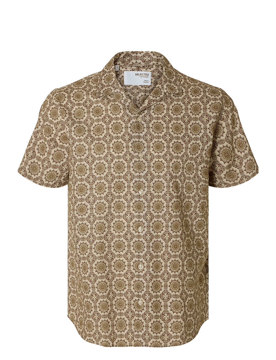 Selected - SLHRELAXSUN SHIRT SS RESORT - hørskjorter - oatmeal - 1