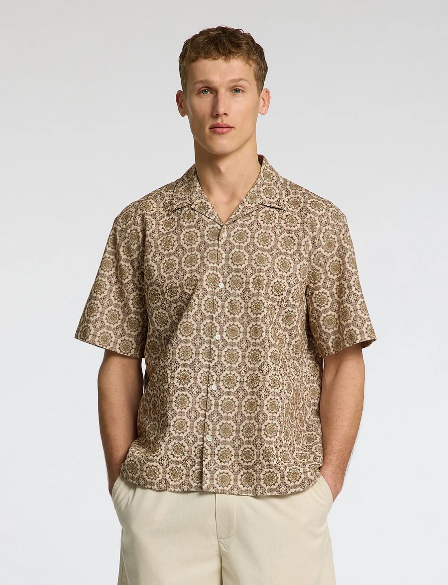 Selected - SLHRELAXSUN SHIRT SS RESORT - hørskjorter - oatmeal - 0