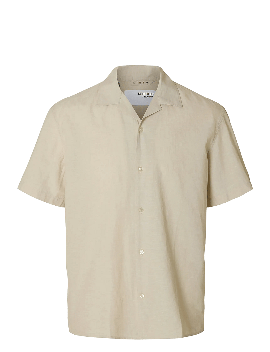 Selected - SLHRELAXSUN SHIRT SS RESORT - hørskjorter - pure cashmere - 1