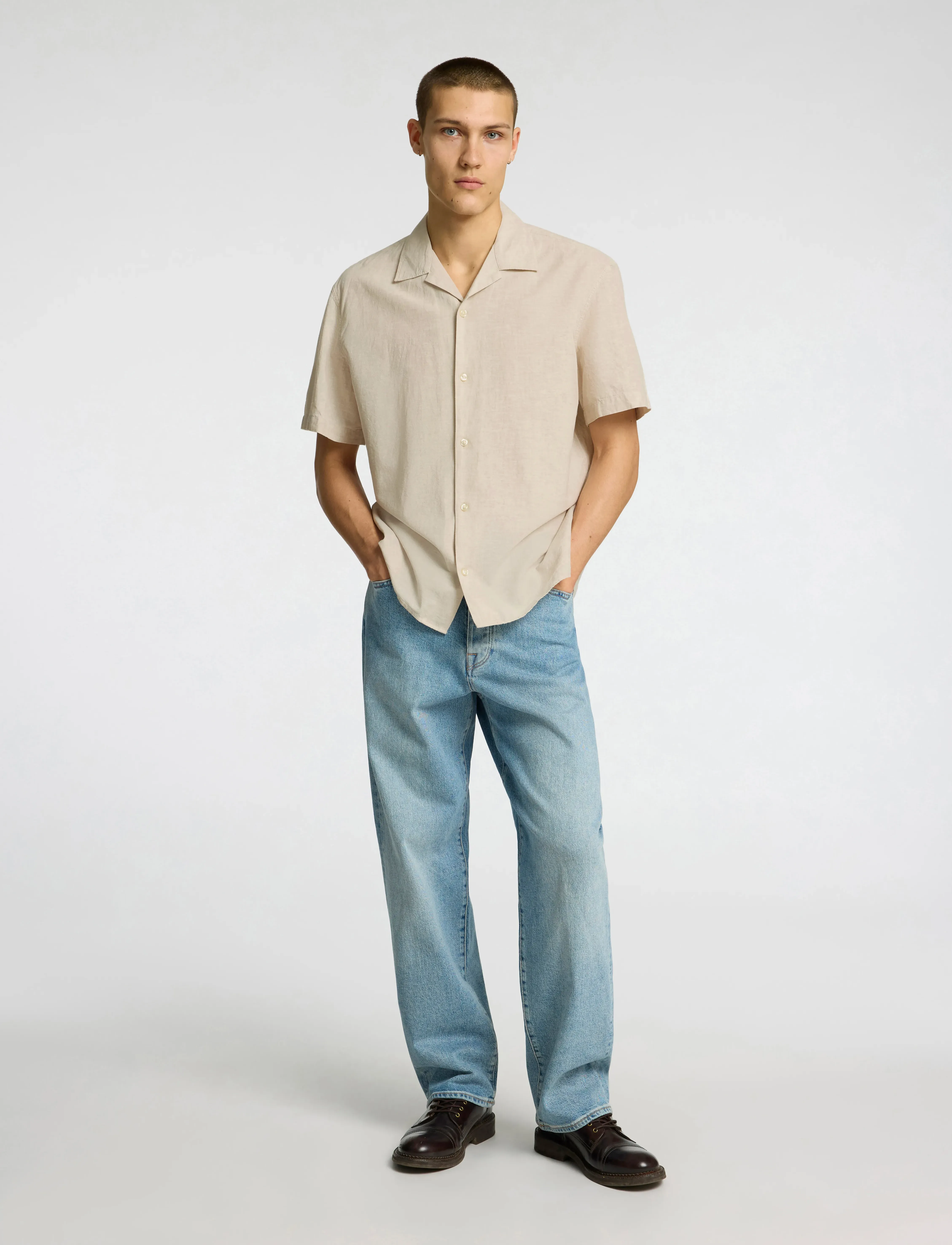 Selected - SLHRELAXSUN SHIRT SS RESORT - hørskjorter - pure cashmere - 5