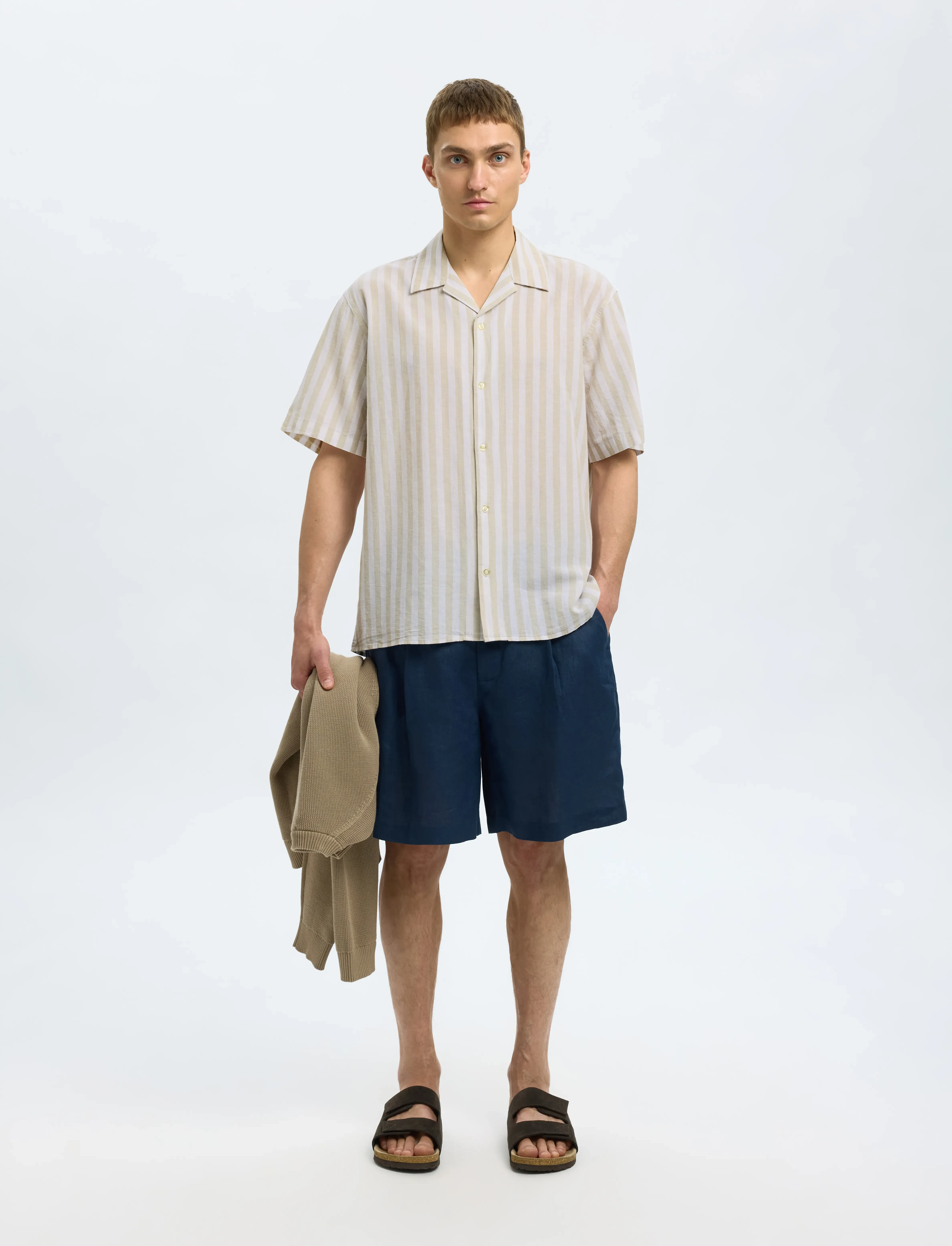 Selected - SLHRELAXSUN SHIRT SS RESORT - hørskjorter - pure cashmere - 3
