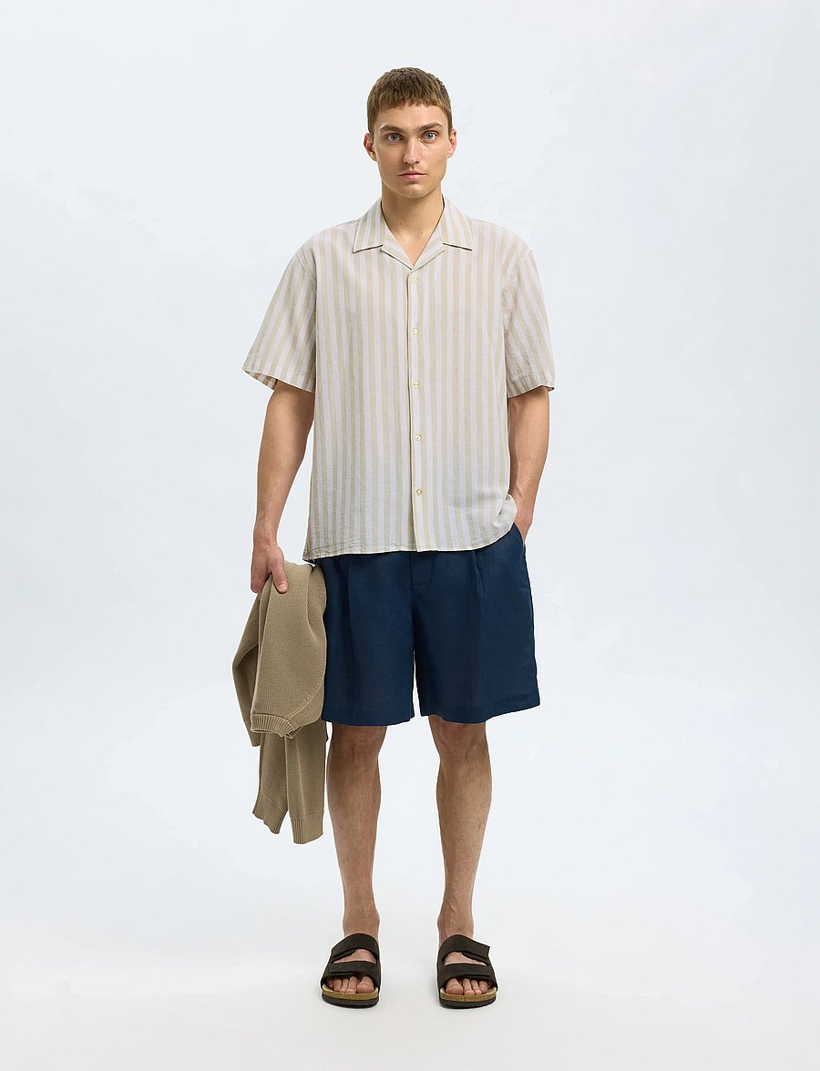 Selected - SLHRELAXSUN SHIRT SS RESORT - hørskjorter - pure cashmere - 3