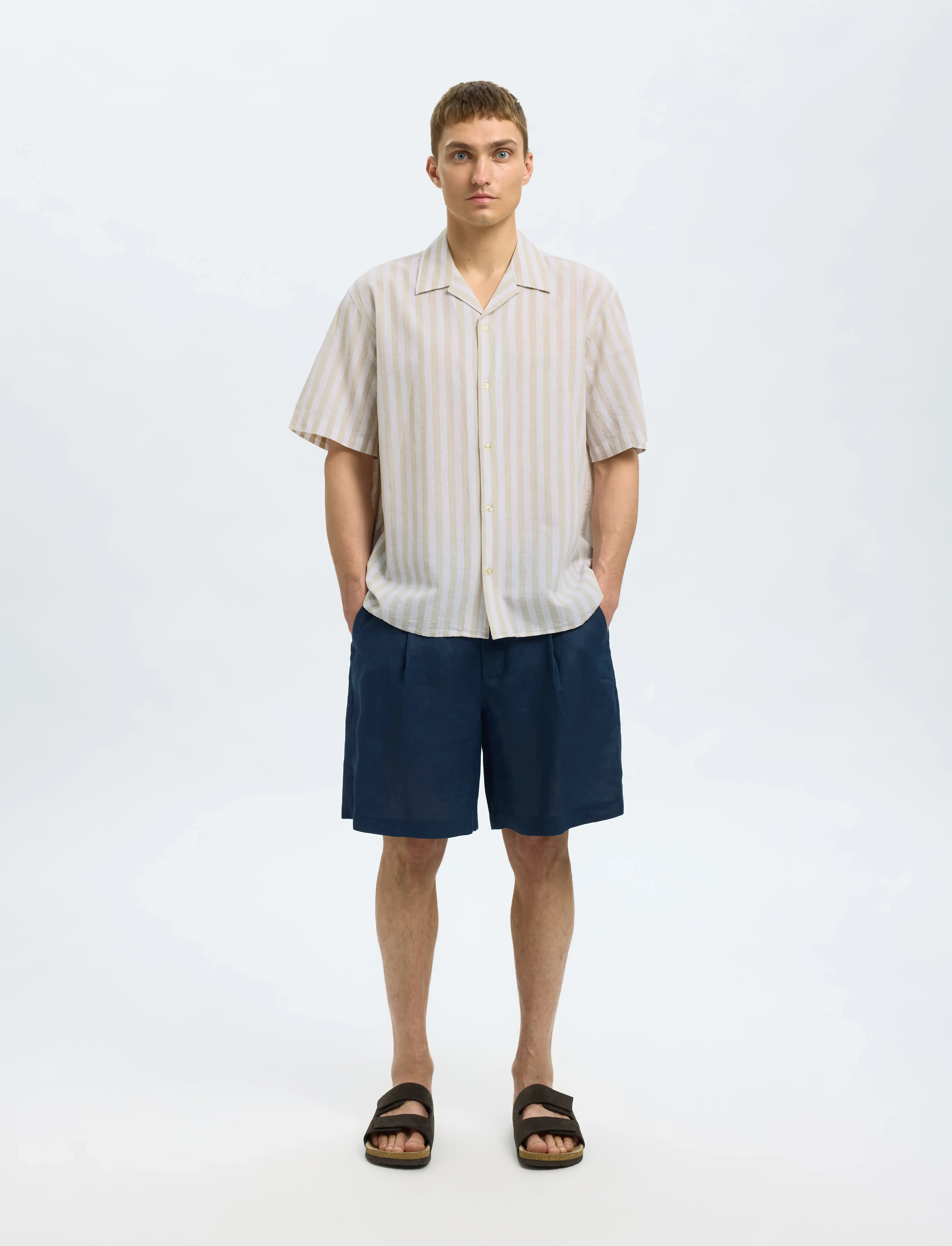 Selected - SLHRELAXSUN SHIRT SS RESORT - hørskjorter - pure cashmere - 5
