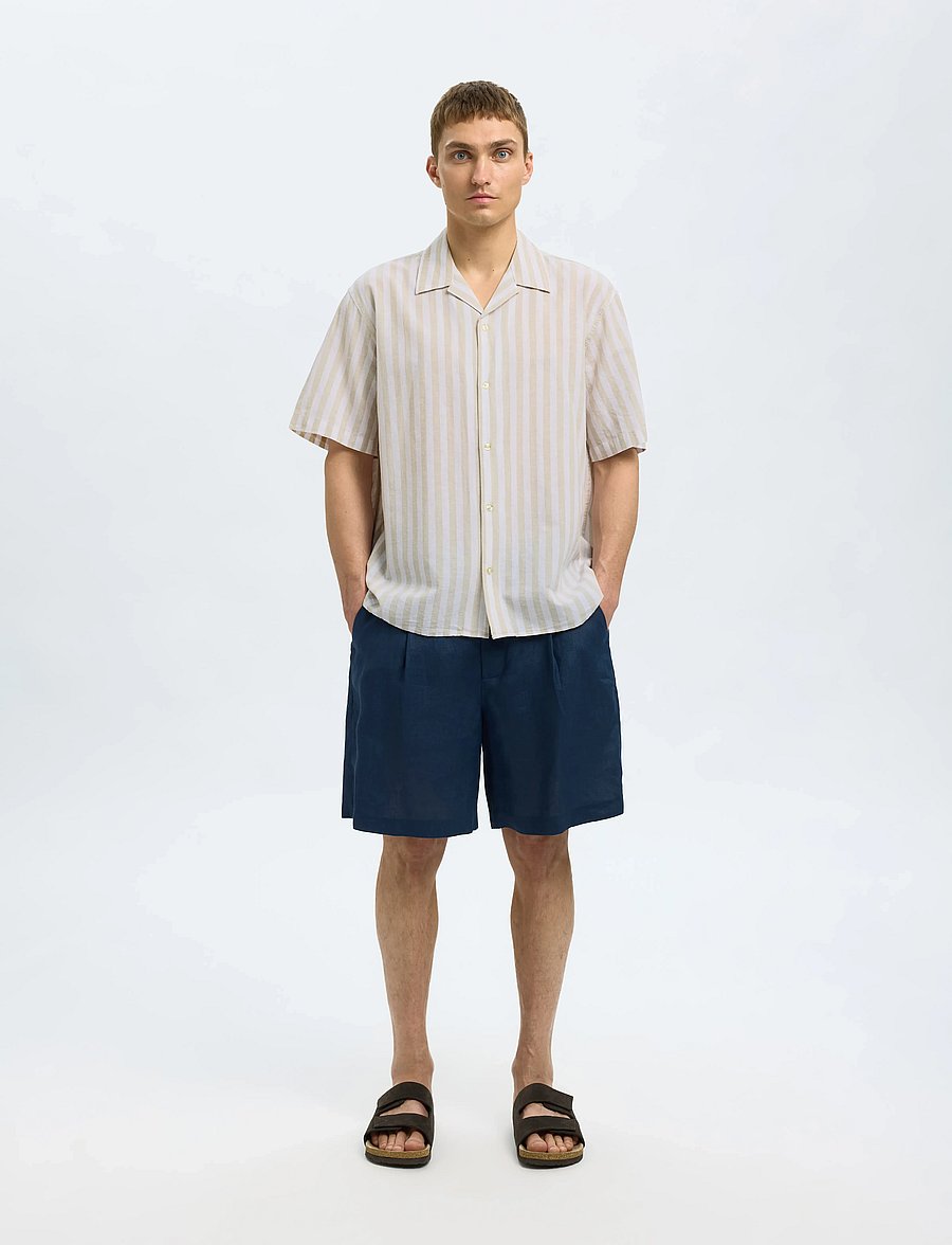 Selected - SLHRELAXSUN SHIRT SS RESORT - hørskjorter - pure cashmere - 5
