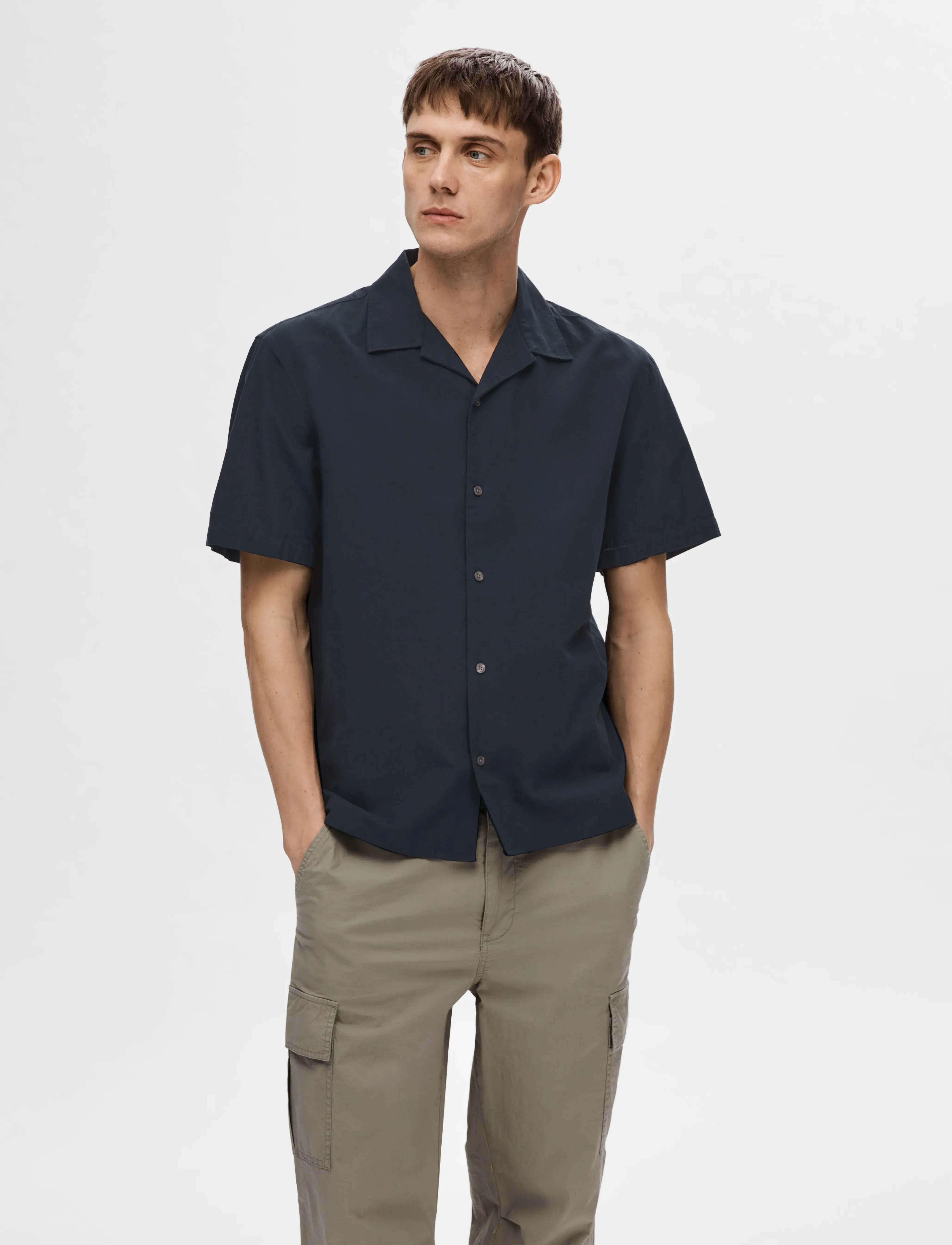 Selected Slhrelaxsun Shirt Ss Resort, XL, Shirts, Marineblau - Short-sleeved, Männerswear