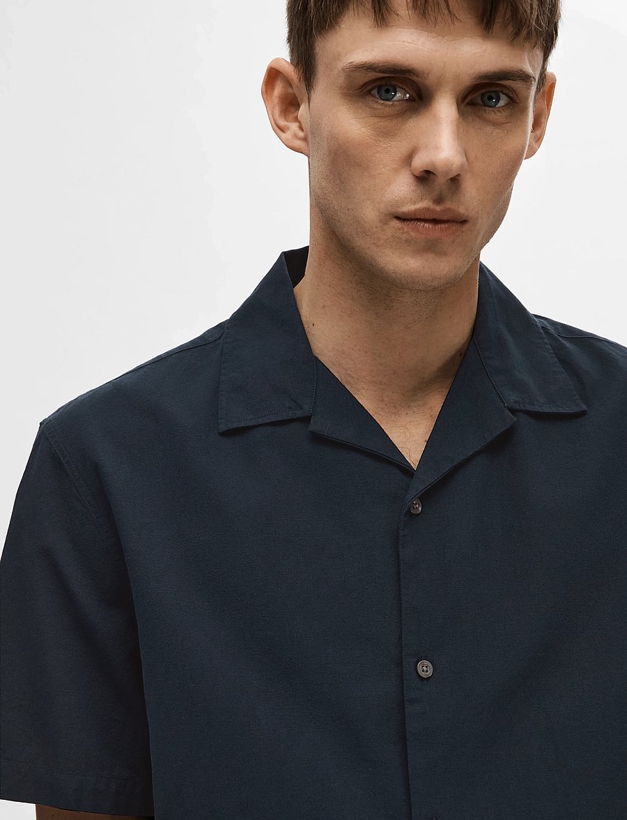 Selected - SLHRELAXSUN SHIRT SS RESORT - hørskjorter - sky captain - 4