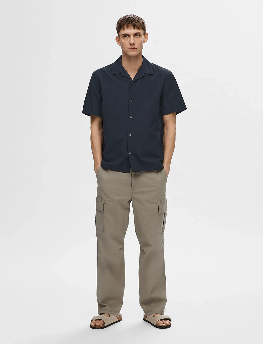 Selected - SLHRELAXSUN SHIRT SS RESORT - hørskjorter - sky captain - 5