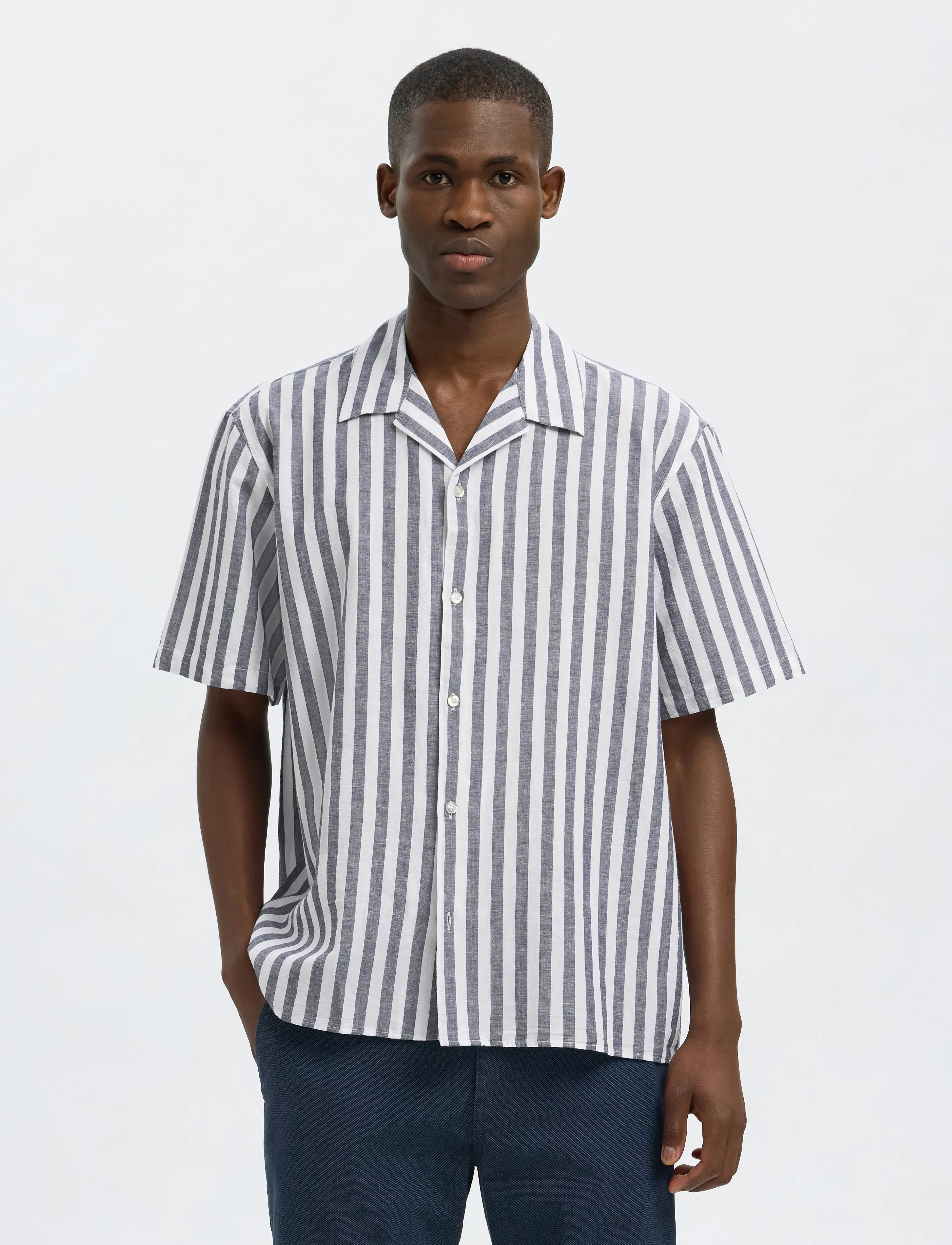 Selected Slhrelaxsun Shirt Ss Resort, XL, Shirts, Blau - Short-sleeved, Männerswear