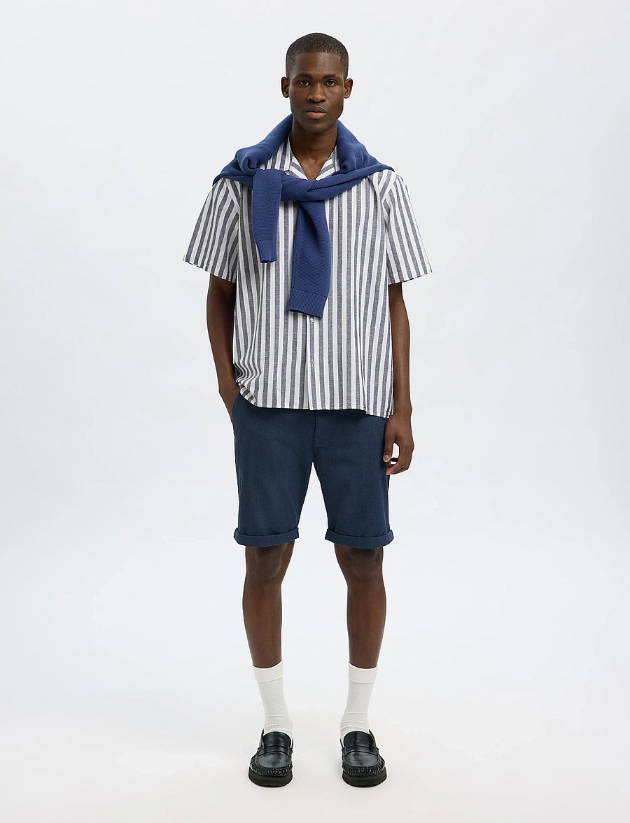 Selected - SLHRELAXSUN SHIRT SS RESORT - hørskjorter - sky captain - 5