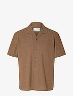 SLHRELAXNEW-LINEN SHIRT SS RESORT - TOFFEE