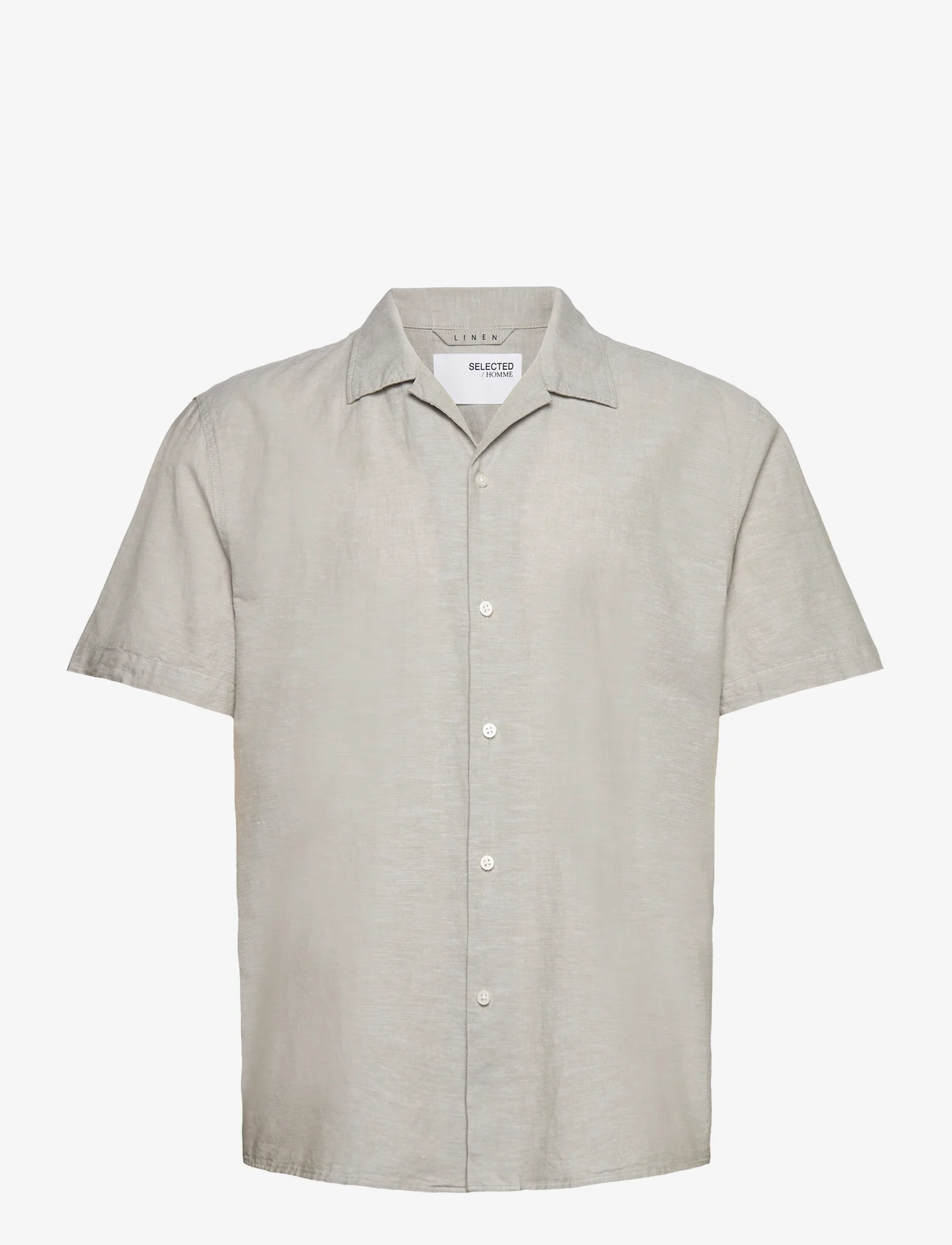 Selected Homme - SLHRELAXNEW-LINEN SHIRT SS RESORT - short-sleeved shirts - vetiver - 0