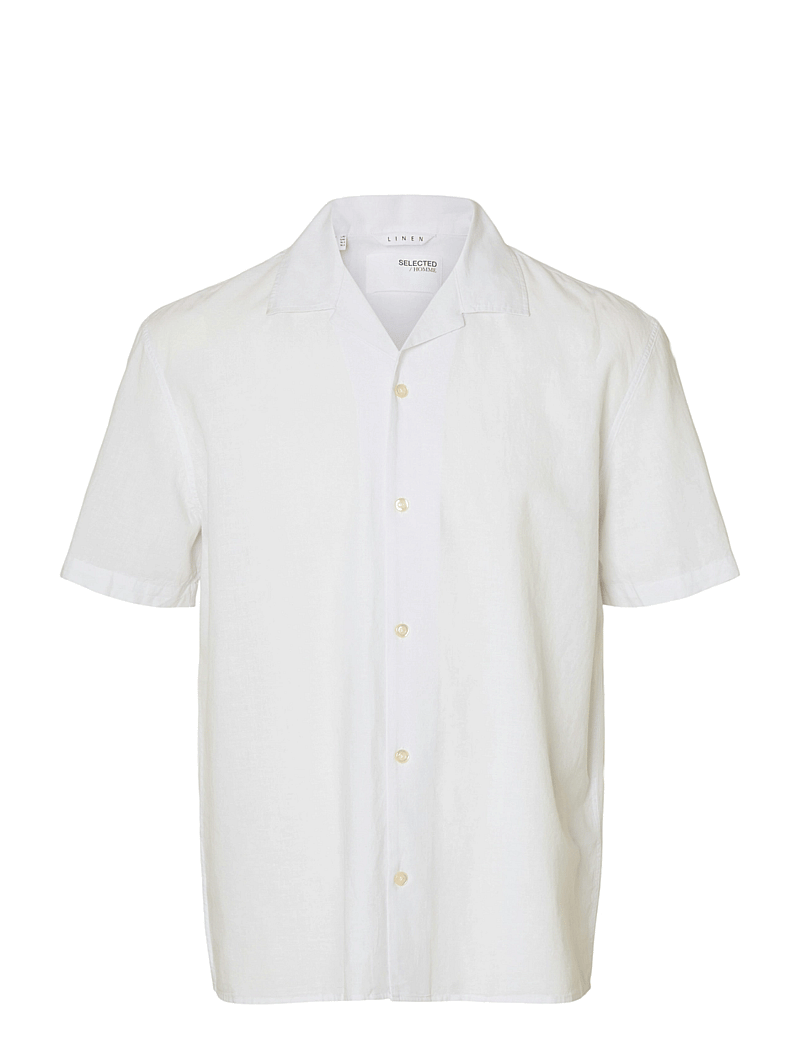 Selected - SLHRELAXSUN SHIRT SS RESORT - hørskjorter - white - 1