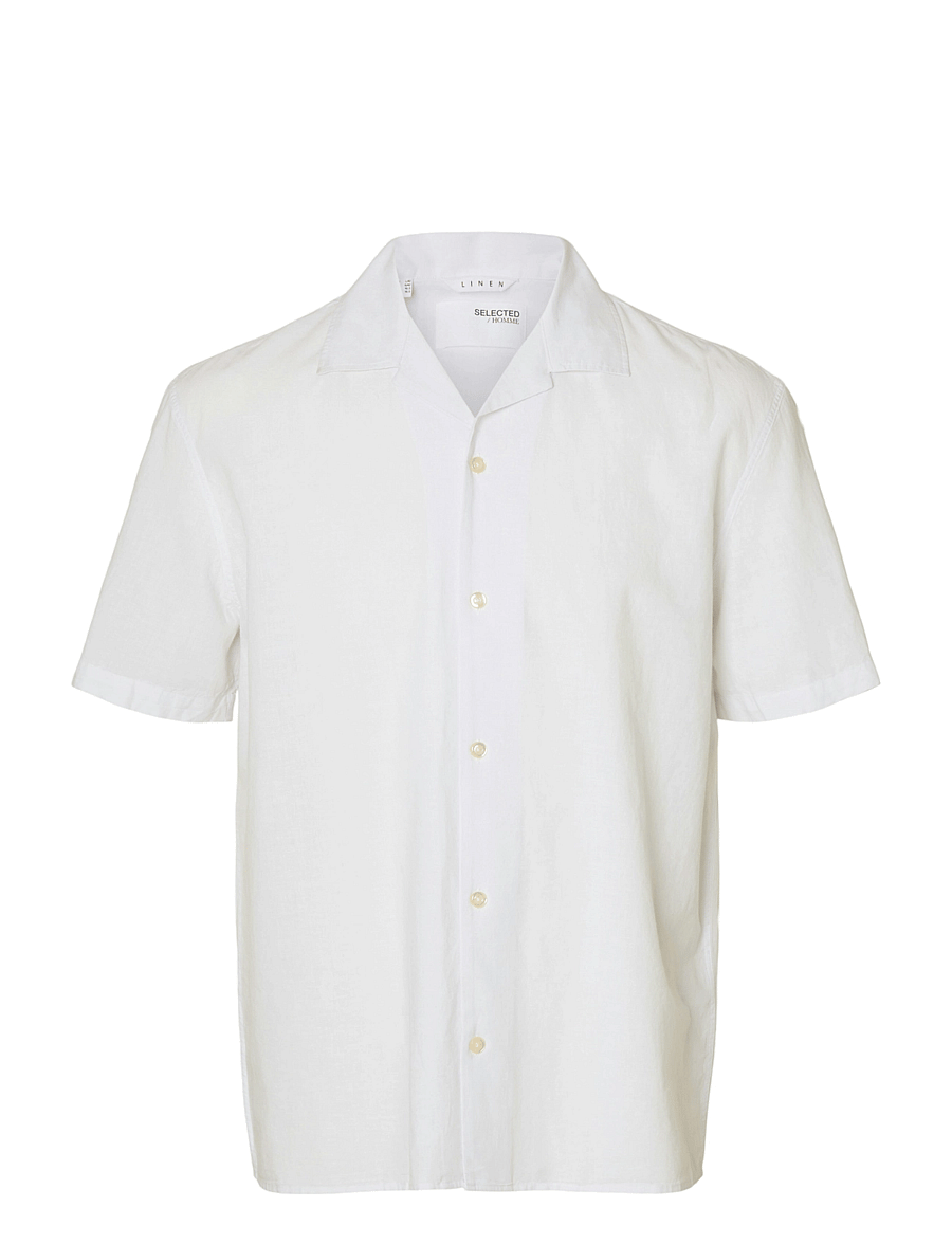Selected - SLHRELAXSUN SHIRT SS RESORT - leinenhemden - white - 1