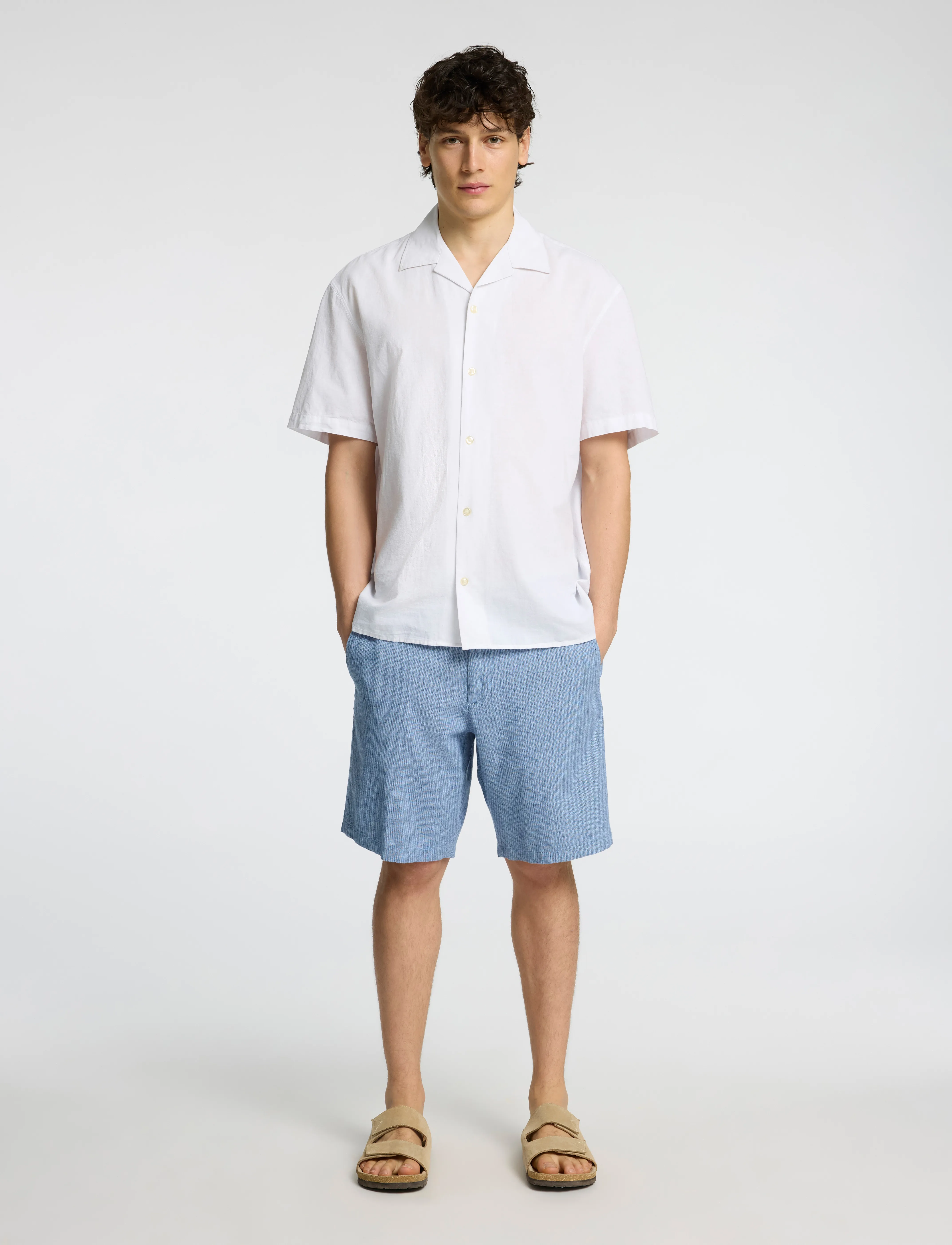 Selected - SLHRELAXSUN SHIRT SS RESORT - leinenhemden - white - 4