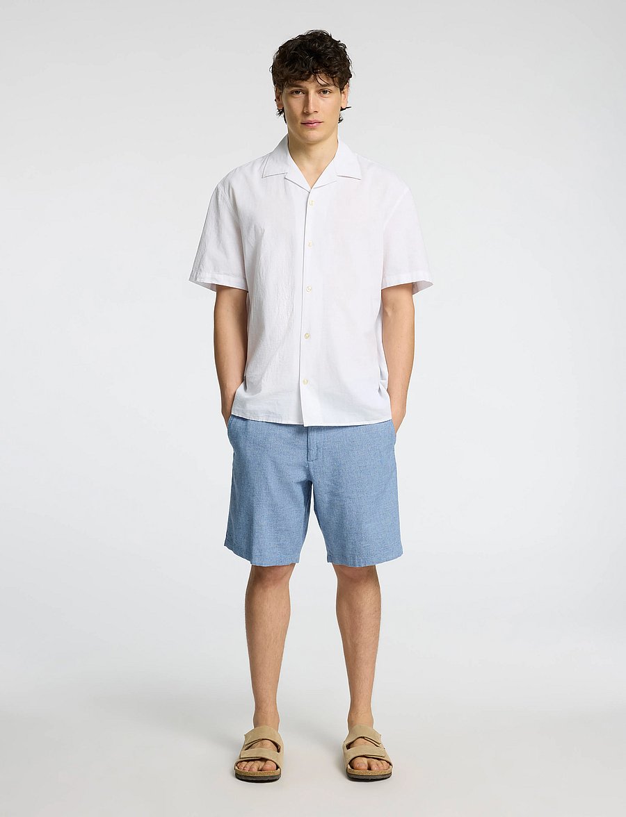 Selected - SLHRELAXSUN SHIRT SS RESORT - leinenhemden - white - 4