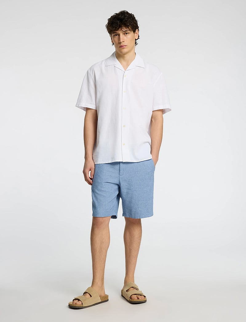Selected - SLHRELAXSUN SHIRT SS RESORT - hørskjorter - white - 5
