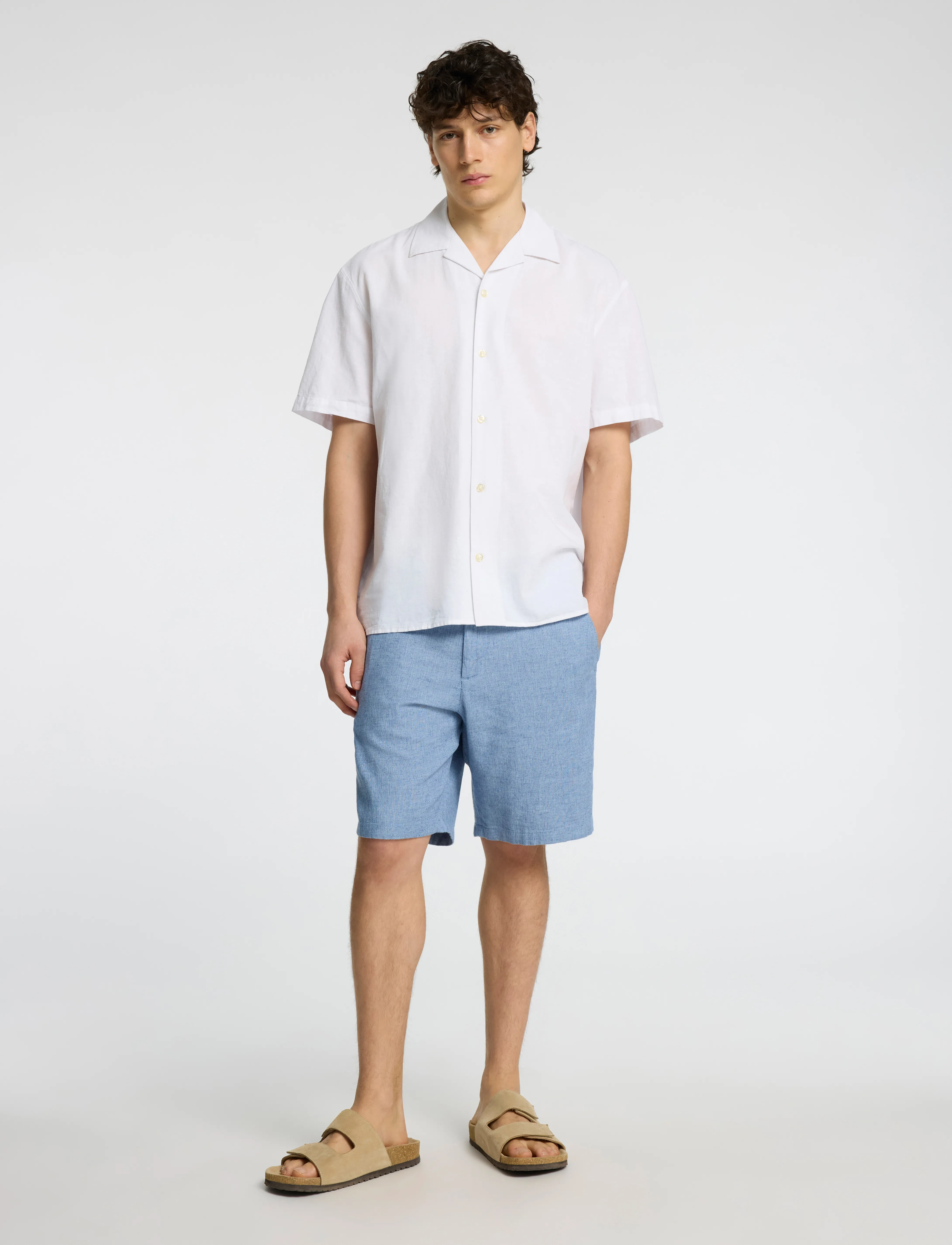 Selected - SLHRELAXSUN SHIRT SS RESORT - leinenhemden - white - 5